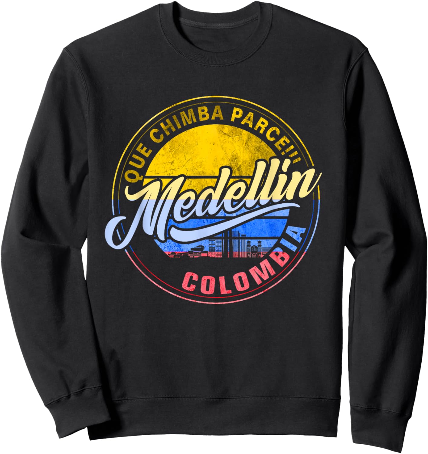 Que Chimba Parce Medellin Colombia Flag Medallo Sweatshirt - Sweatshirt | Black