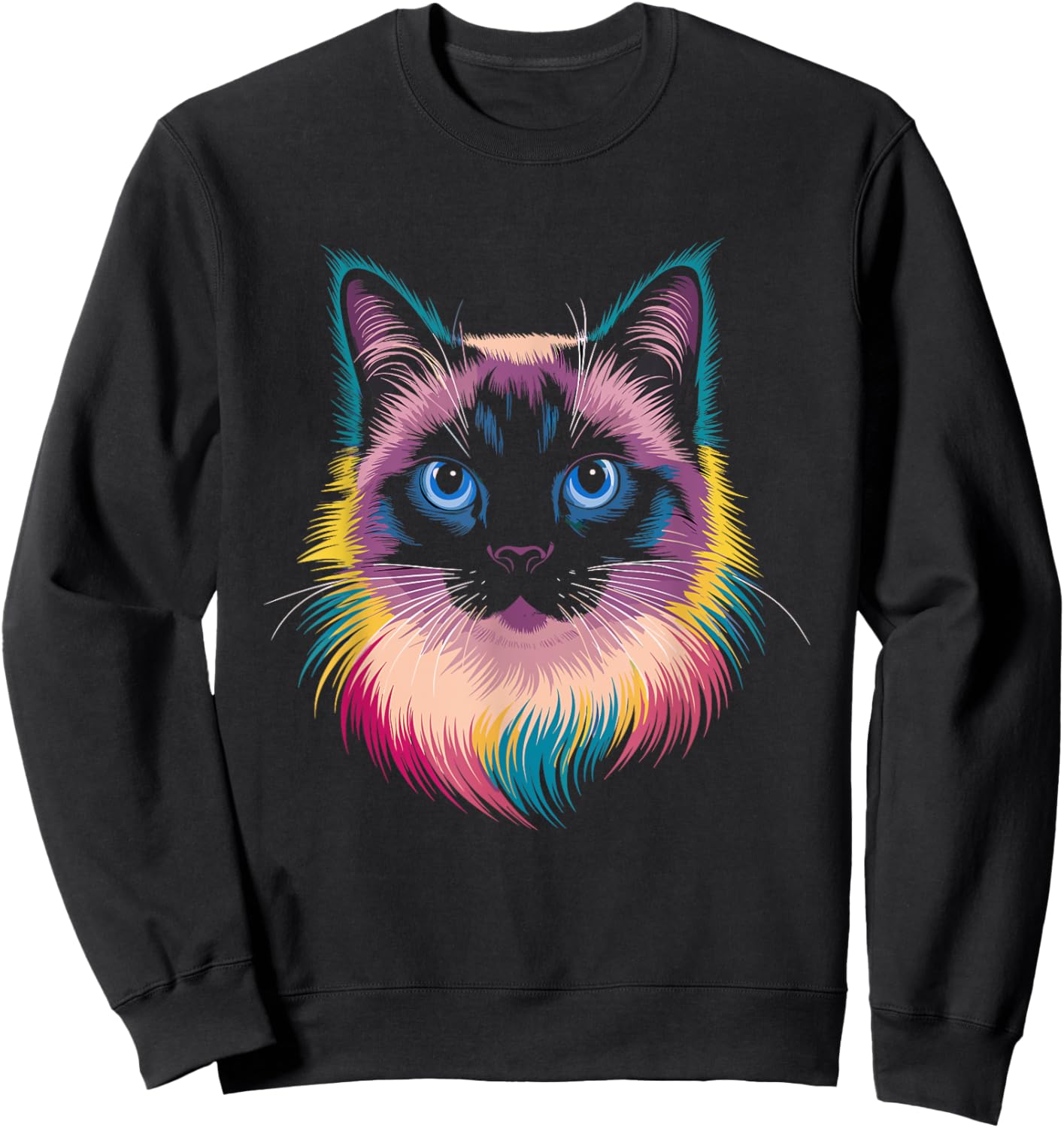 Siamese Cat Tie Dye Meezer Women Sweatshirt - Sweatshirt | Black
