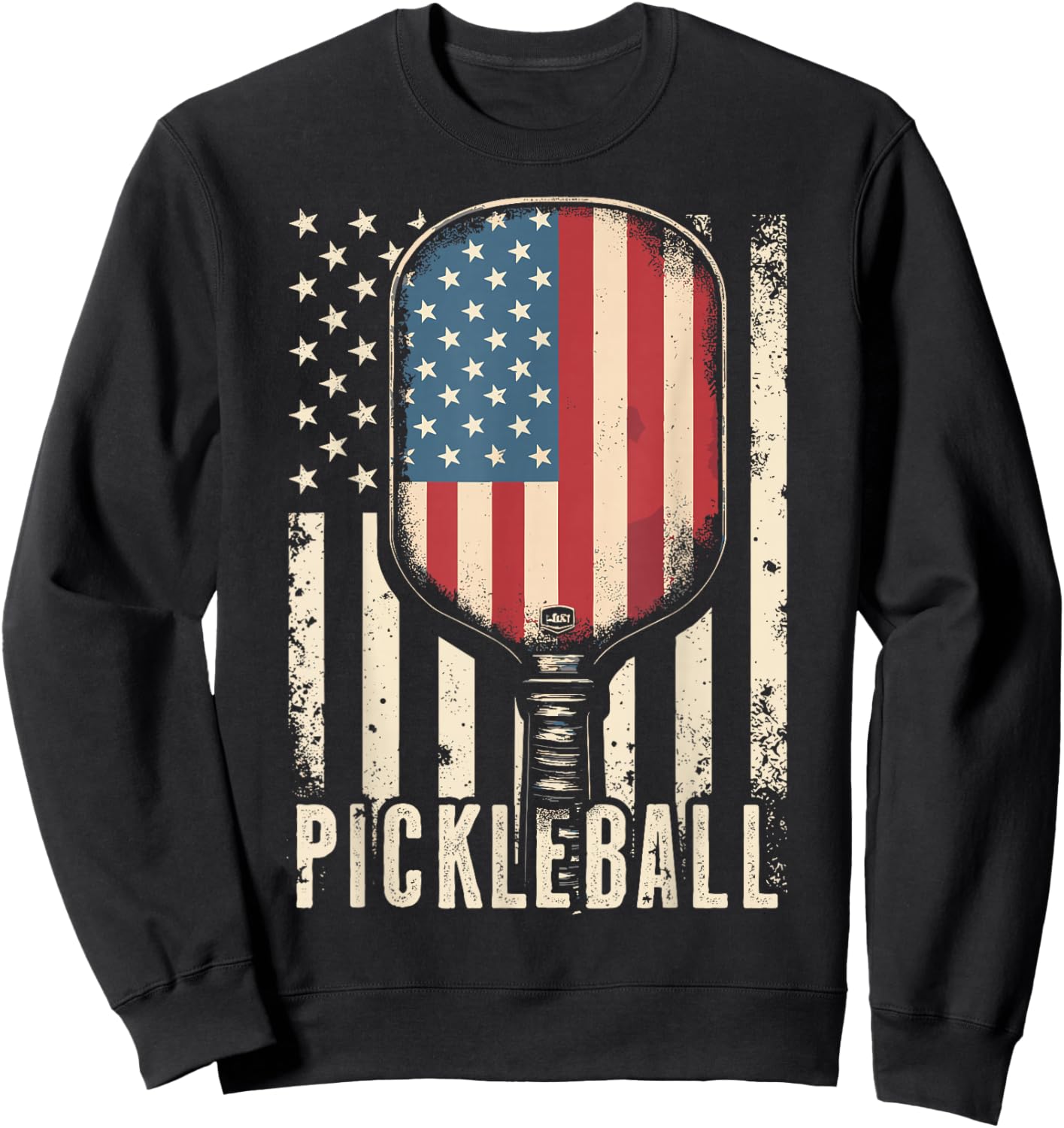 Pickleball USA American Flag Sweatshirt - Sweatshirt | Black