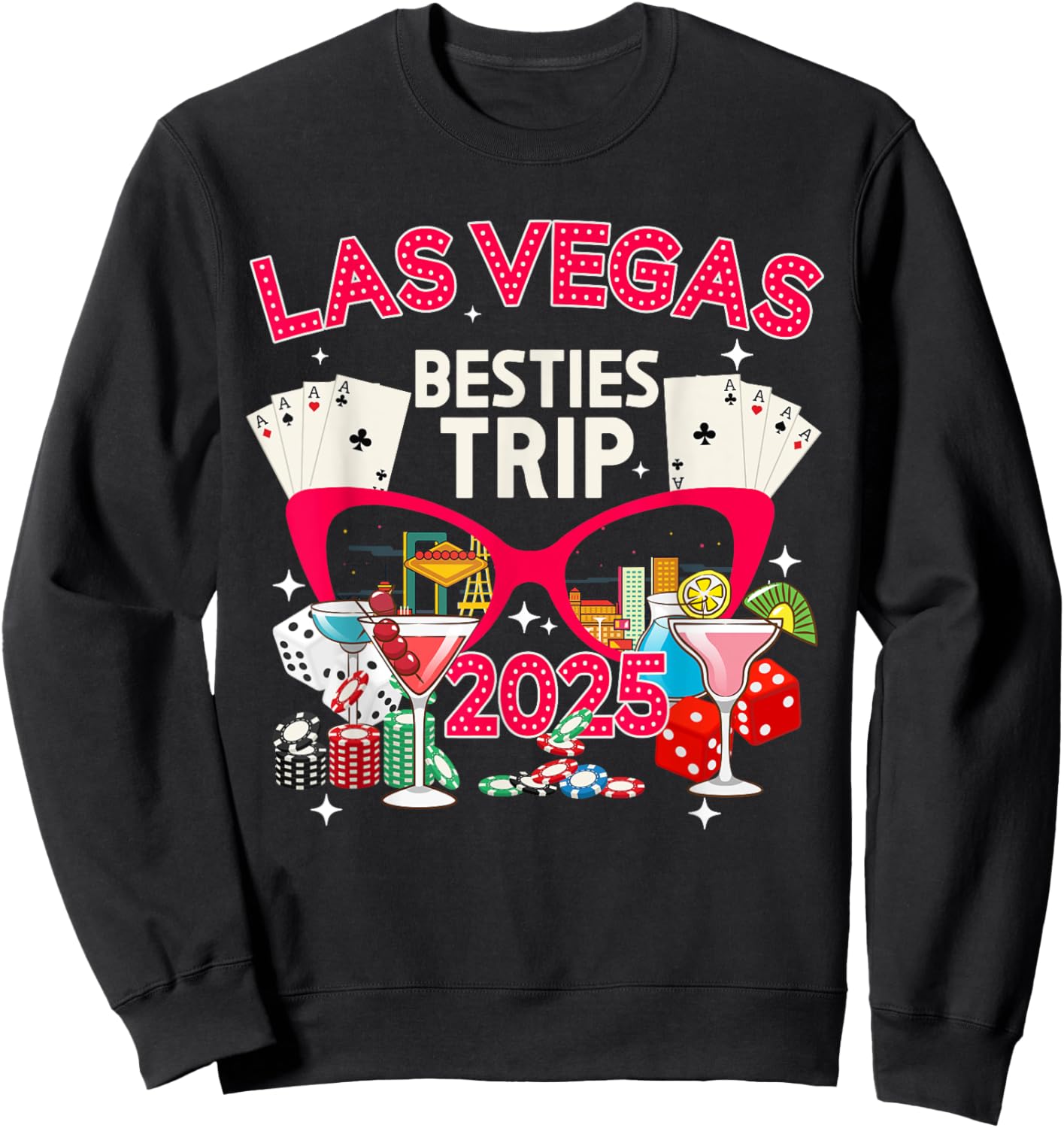 Las Vegas Besties Trip 2025 Las Vegas Best Friend Vacation Sweatshirt - Sweatshirt | Black
