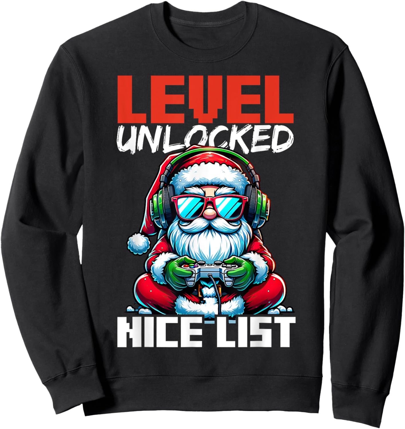 Christmas Gamer Boys Nice List Video Game Santa Xmas Sweatshirt - Sweatshirt | Black