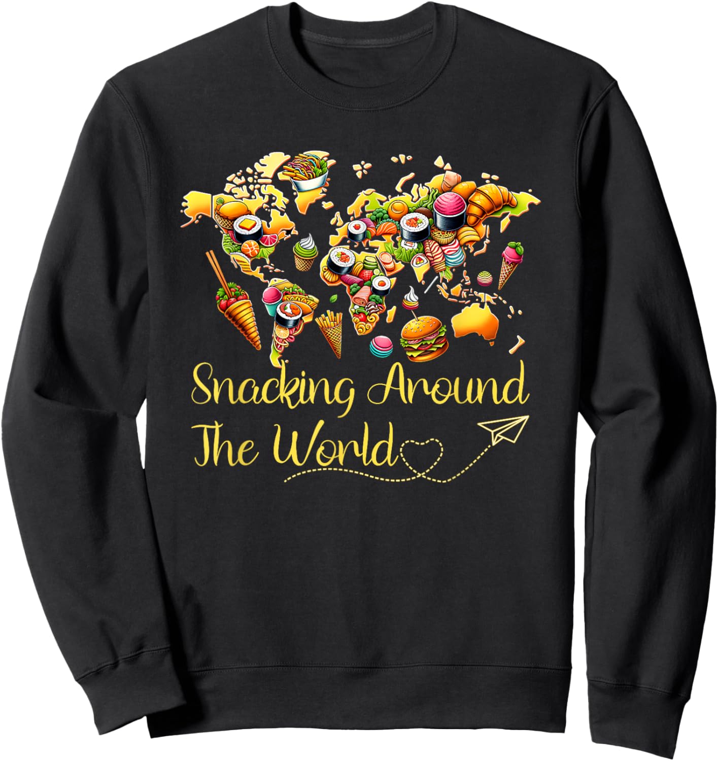 Snacking Around The World Funny Global Food Sweatshirt - Sweatshirt | Black