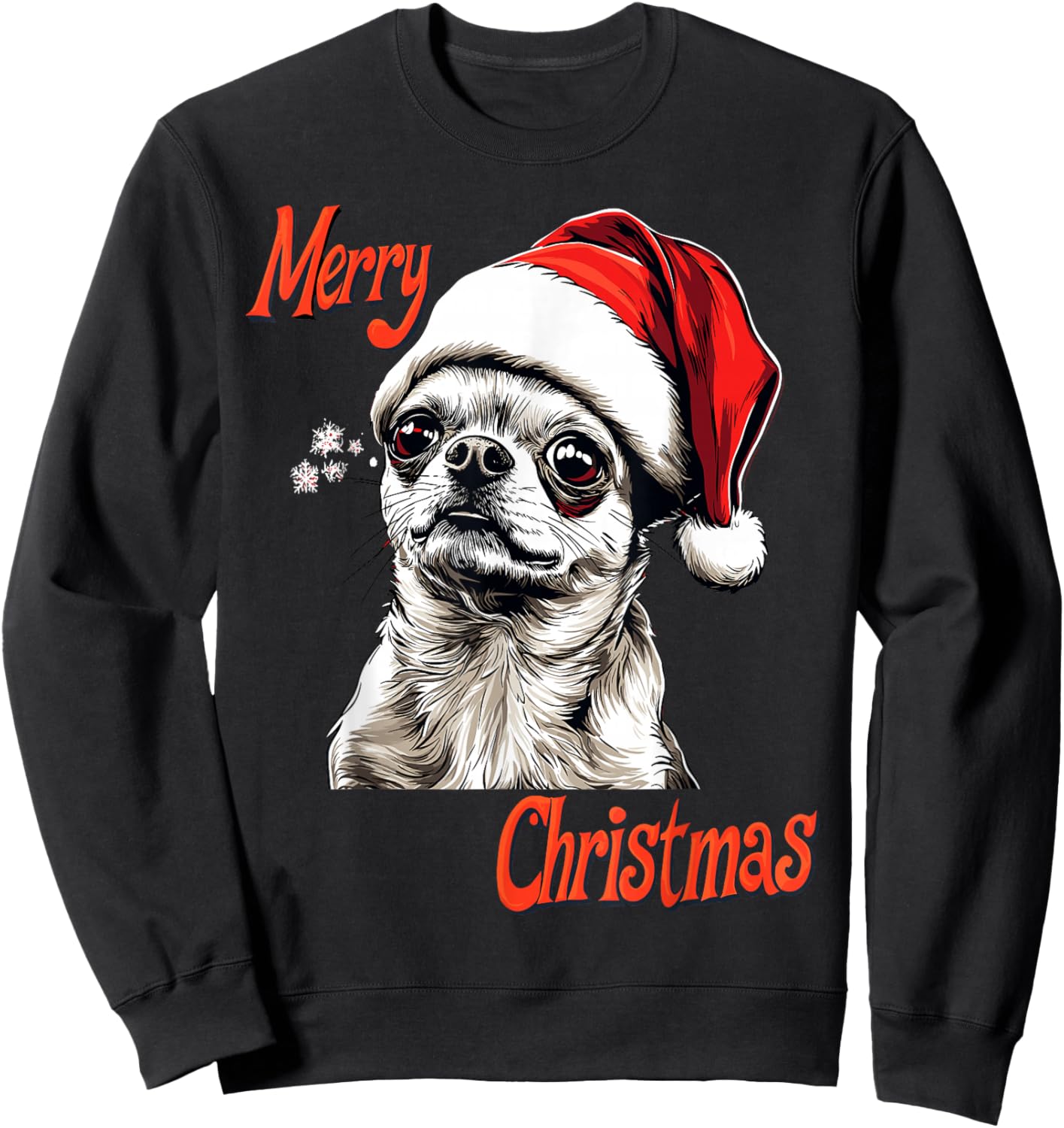 Chihuahua Santa Hat Merry Christmas Xmas Dog Lover Pajama Women Kids Sweatshirt - Sweatshirt | Black