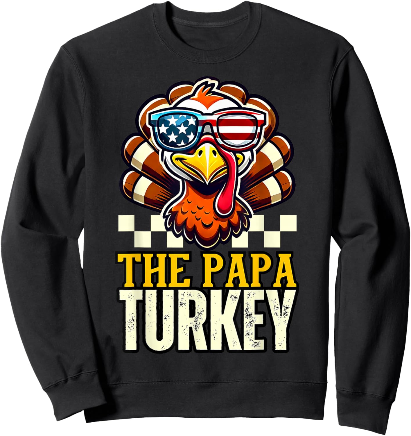 Papa Turkey Dad Dinner Group matching family thanksgiving Sweatshirt - Sweatshirt | Black