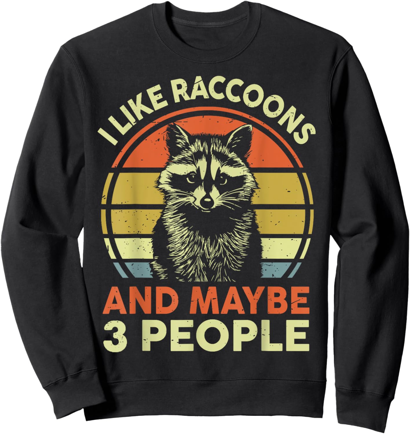 Kids I Like Raccoons & Maybe 3 People Men Women Funny Retro Sweatshirt - Sweatshirt | Black