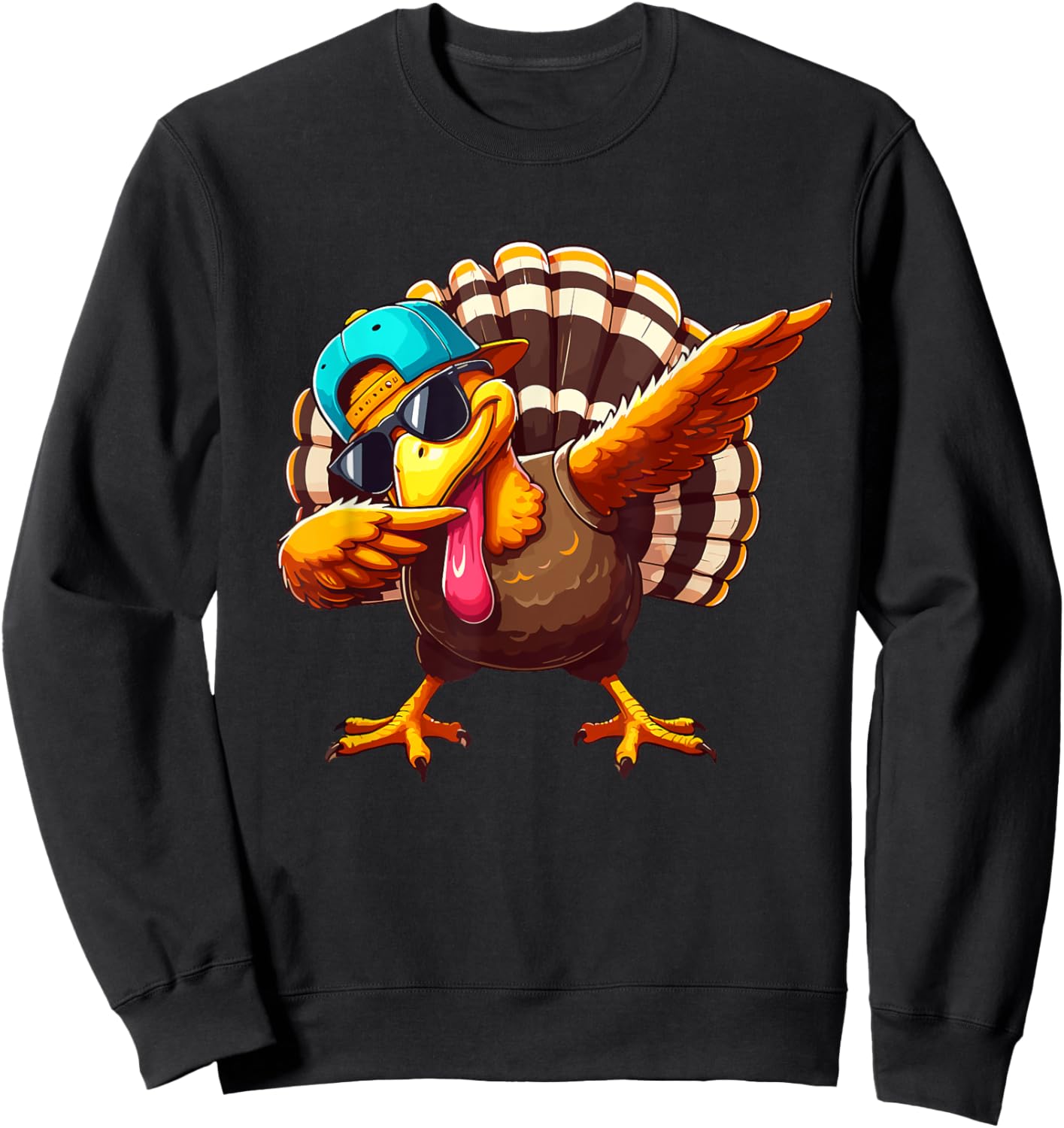 Dabbing Turkey Thanksgiving Day Pilgrim Boys Kids Funny Dab Sweatshirt - Sweatshirt | Black