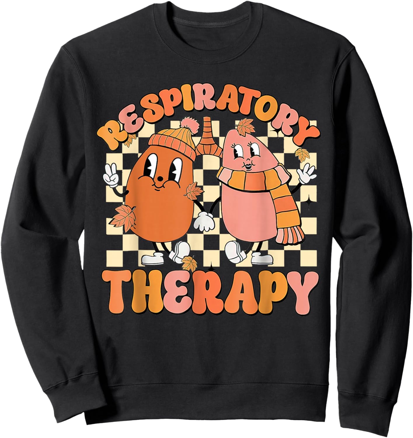 Thanksgiving Respiratory Therapy Therapist Fall Autumn Lung Sweatshirt - Sweatshirt | Black