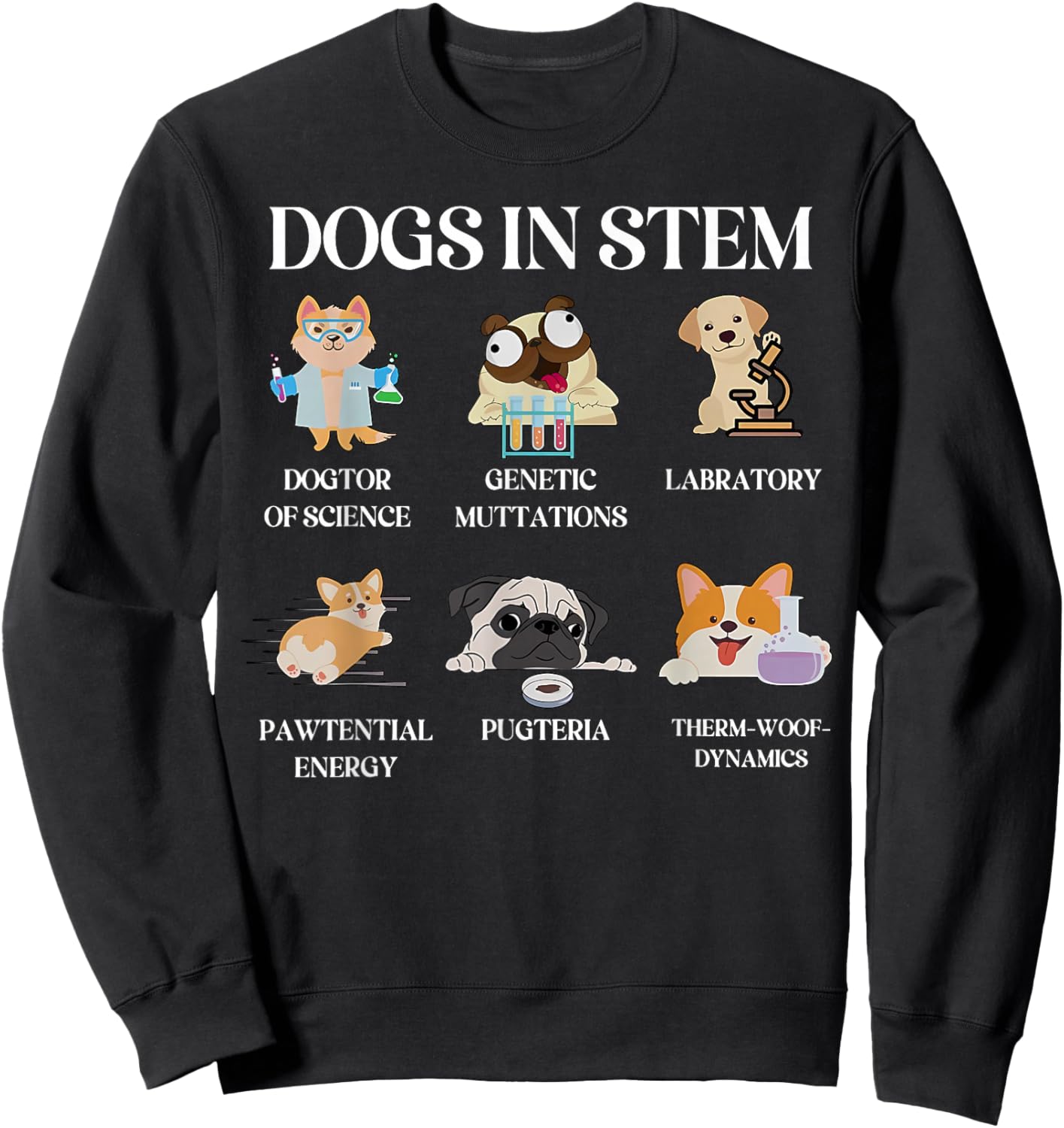 Funny Dogs In Stem Science Teacher Dog Pup Physics Chemistry Sweatshirt - Sweatshirt | Black