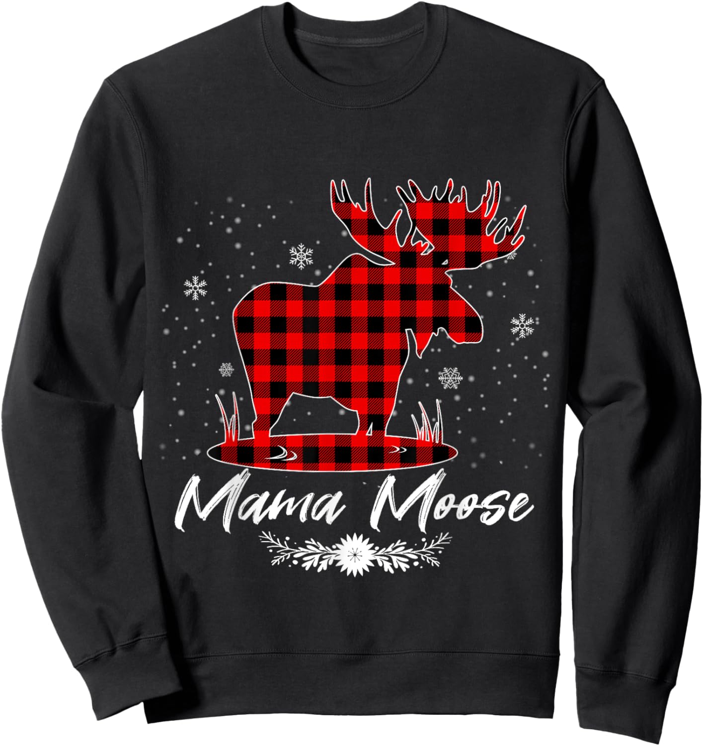 Mama Moose Family Christmas Pajama Red& Black Plaid Flannel Sweatshirt - Sweatshirt | Black