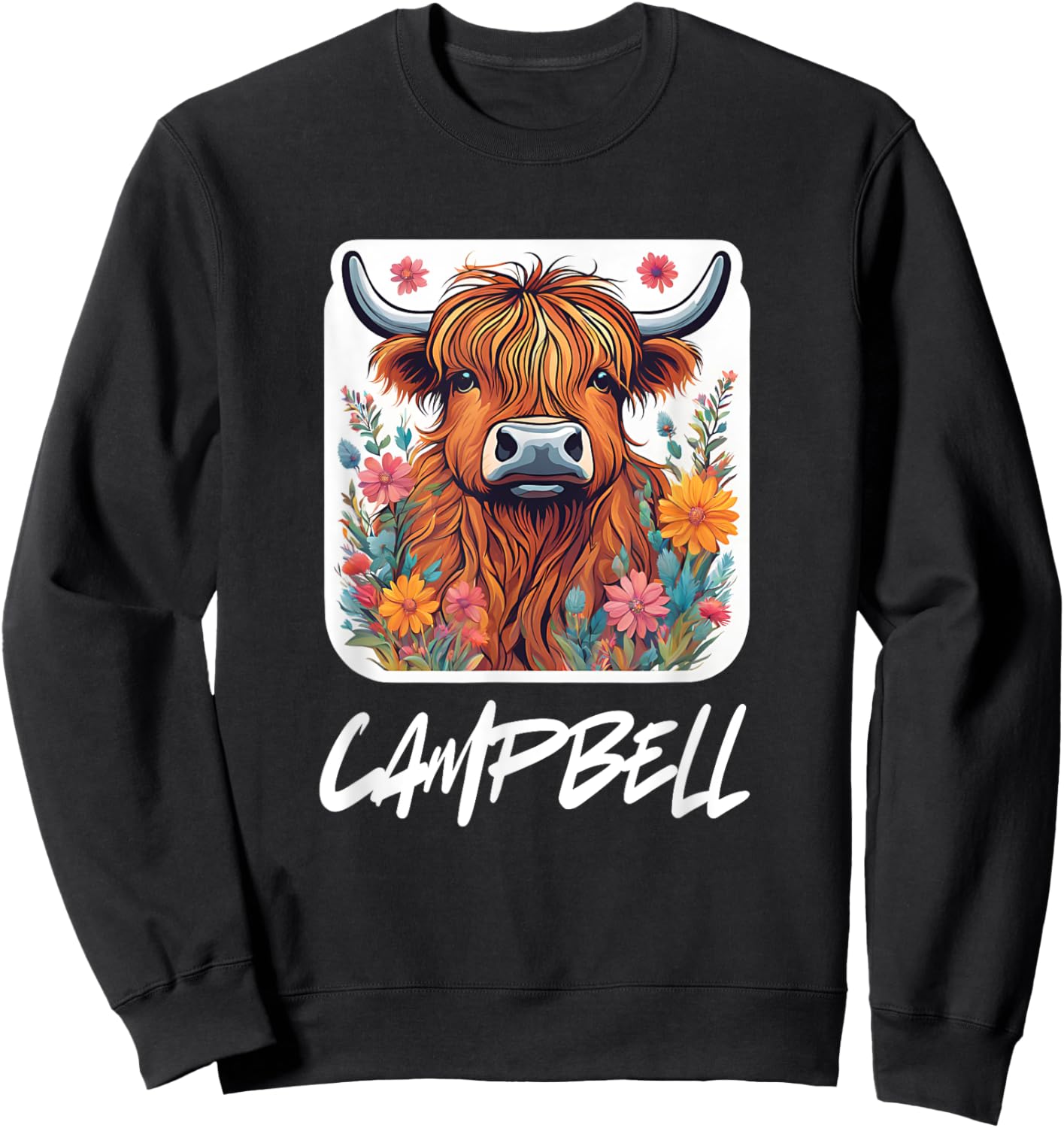 Campbell Clan Highland Cow Scottish Family Name Party Sweatshirt - Sweatshirt | Black