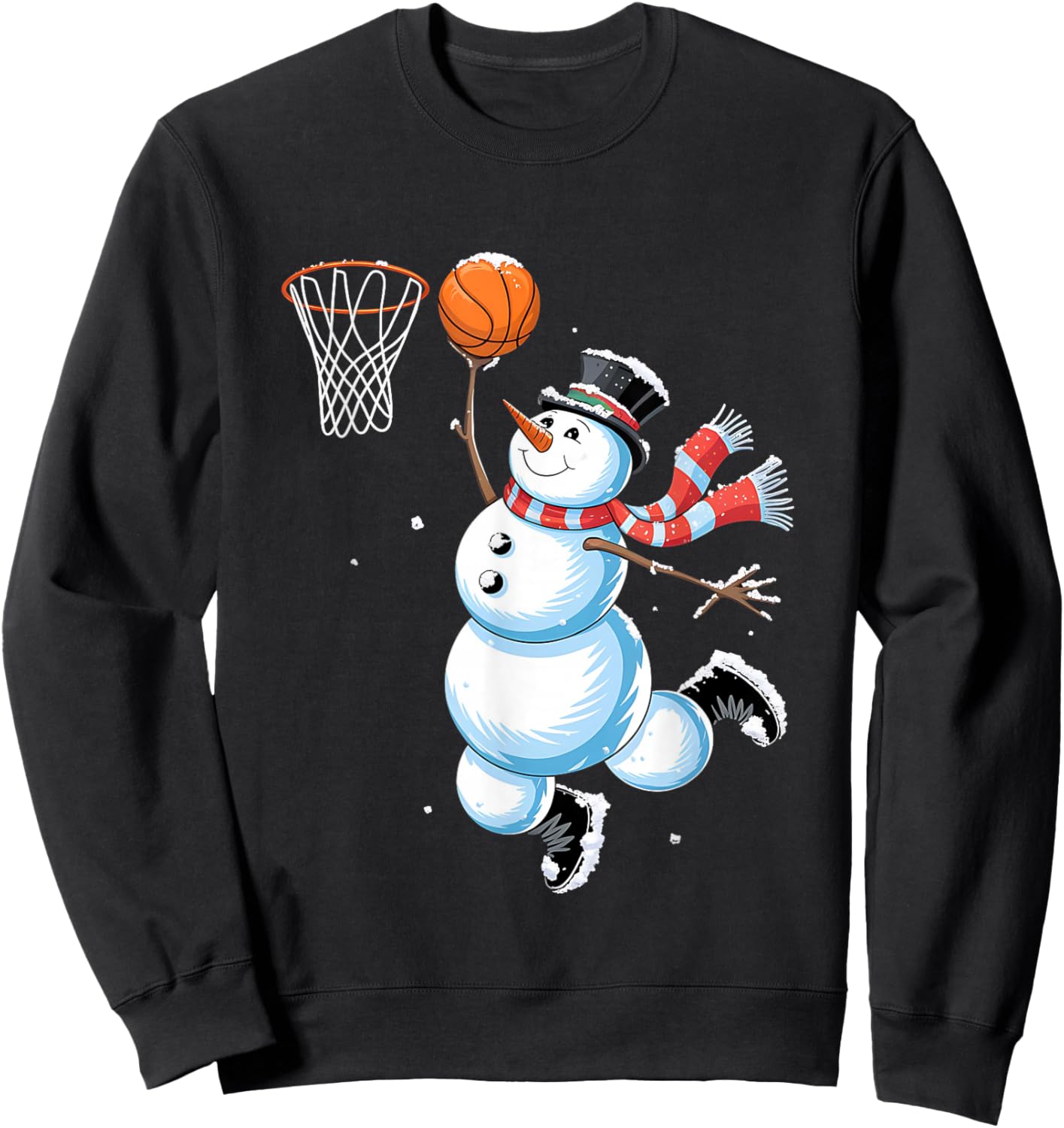 Snowman Basketball Christmas Shirt Boys Christmas Basketball Sweatshirt - Sweatshirt | Black