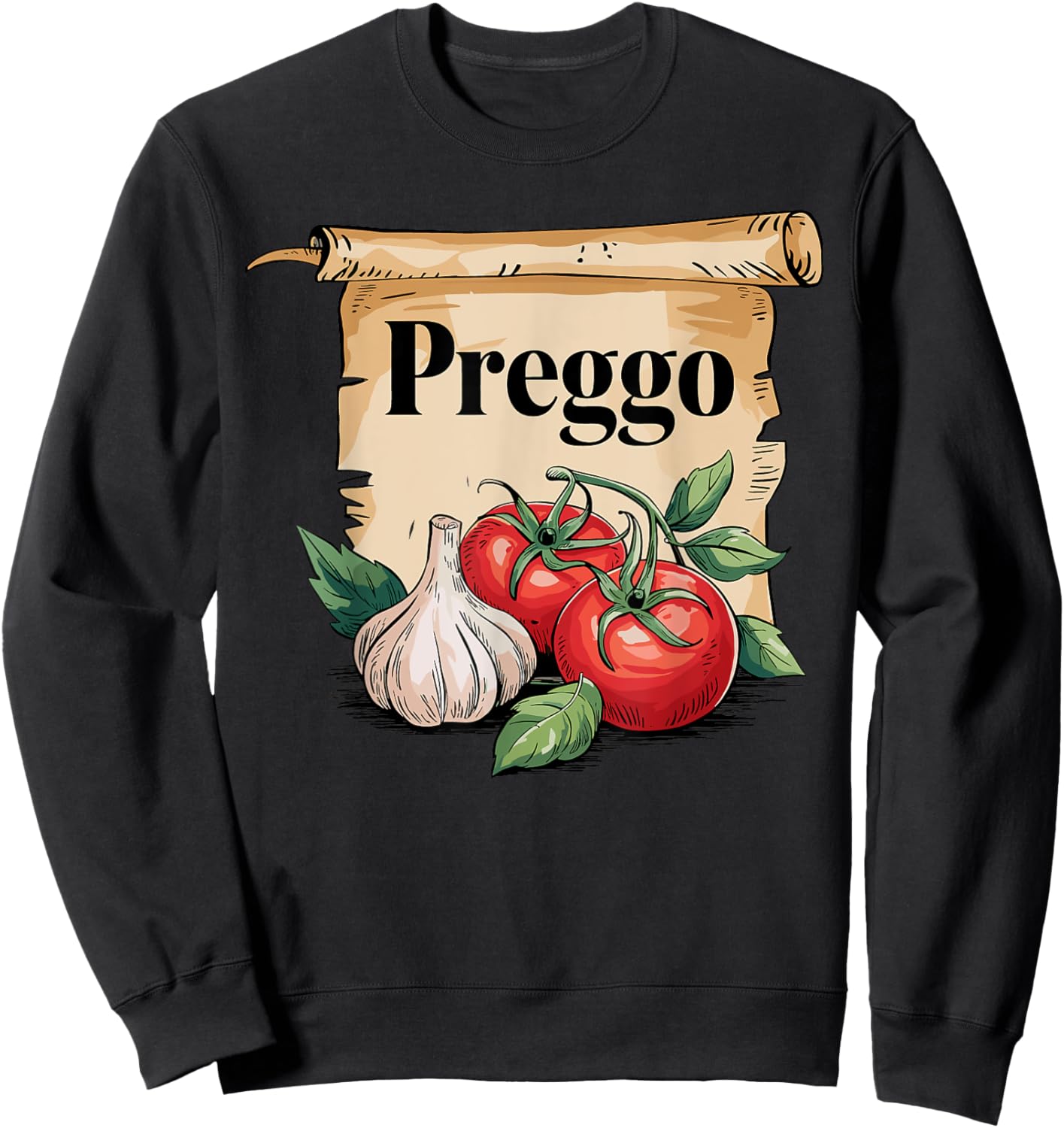 Preggo Sauce Cute and Funny Pregnancy Announcement Sweatshirt - Sweatshirt | Black