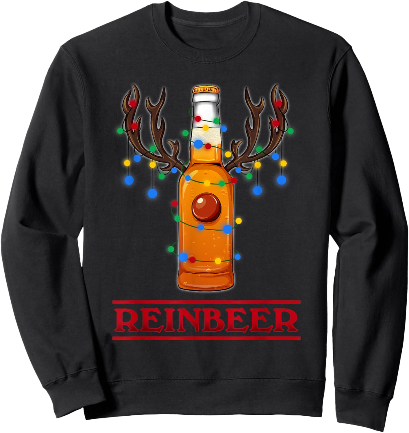Reindeer Beer Christmas Lights Gifts Beer Lover Christmas Sweatshirt - Sweatshirt | Black
