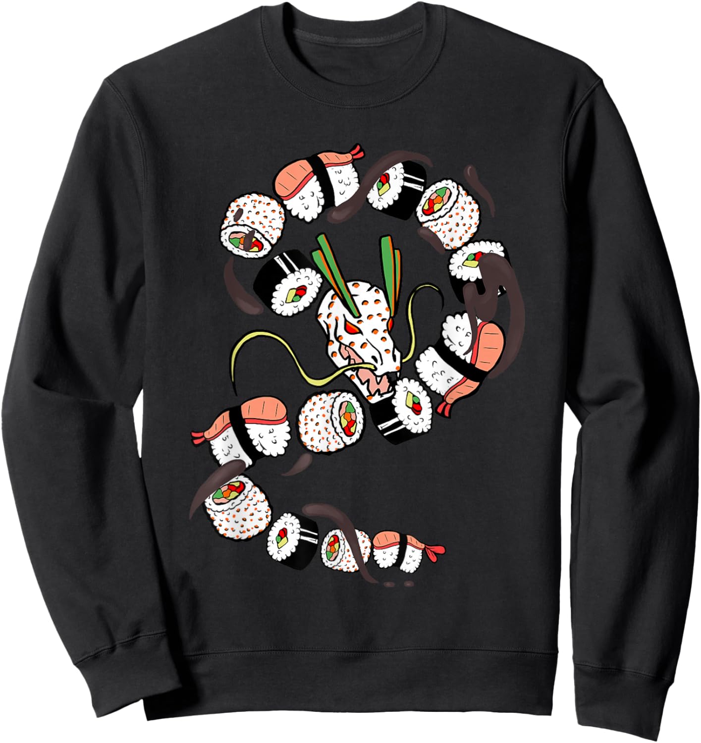Sushi Dragon Roll Funny Japanese Food mythical Animal Lovers Sweatshirt - Sweatshirt | Black