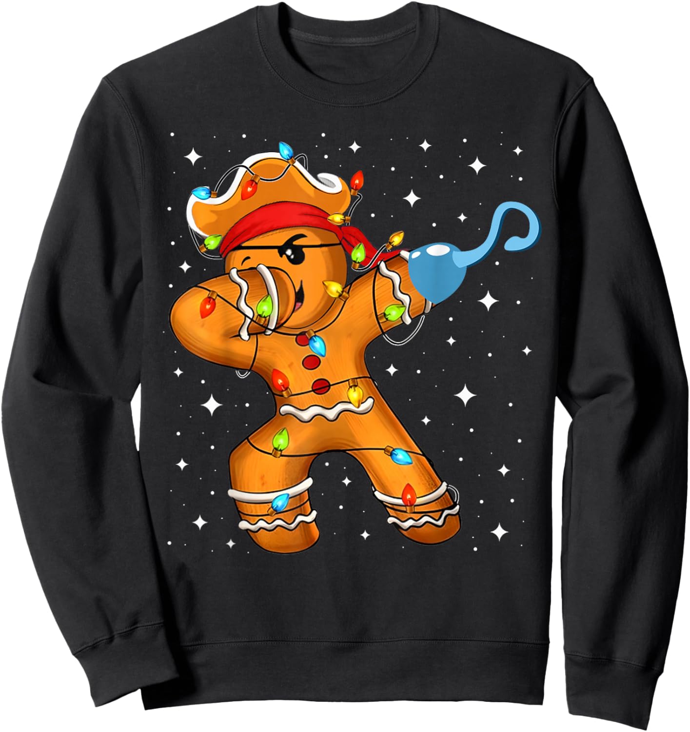 Funny Dabbing Gingerbread Pirate Christmas Dab Dance Men Boy Sweatshirt - Sweatshirt | Black