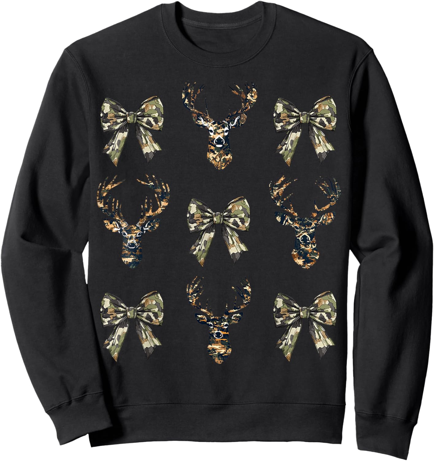 Camouflage Old Camo Bow Camo Coquette Bow Deer Hunting Men Sweatshirt - Sweatshirt | Black