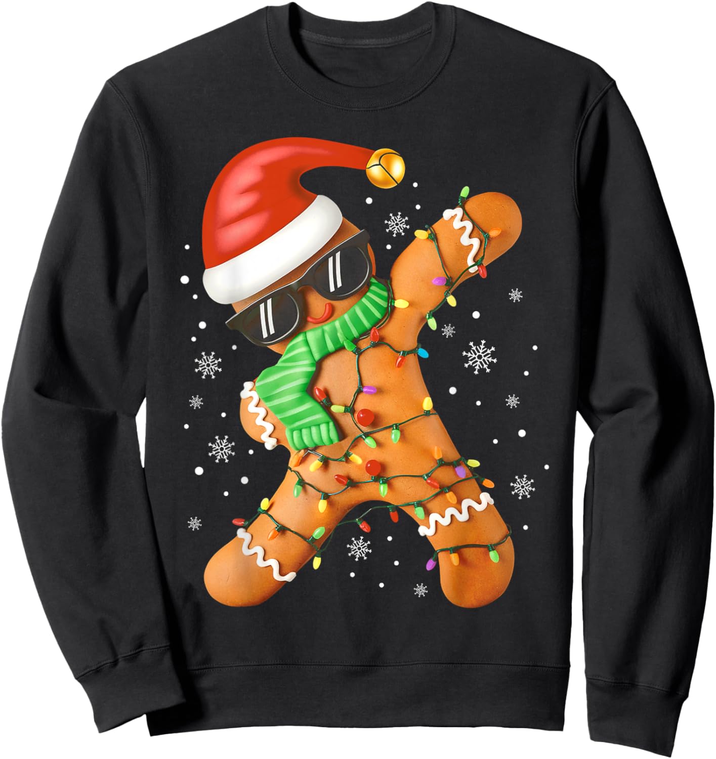 Funny Christmas Boys Kids Dabbing Gingerbread Xmas Pajamas Sweatshirt - Sweatshirt | Black