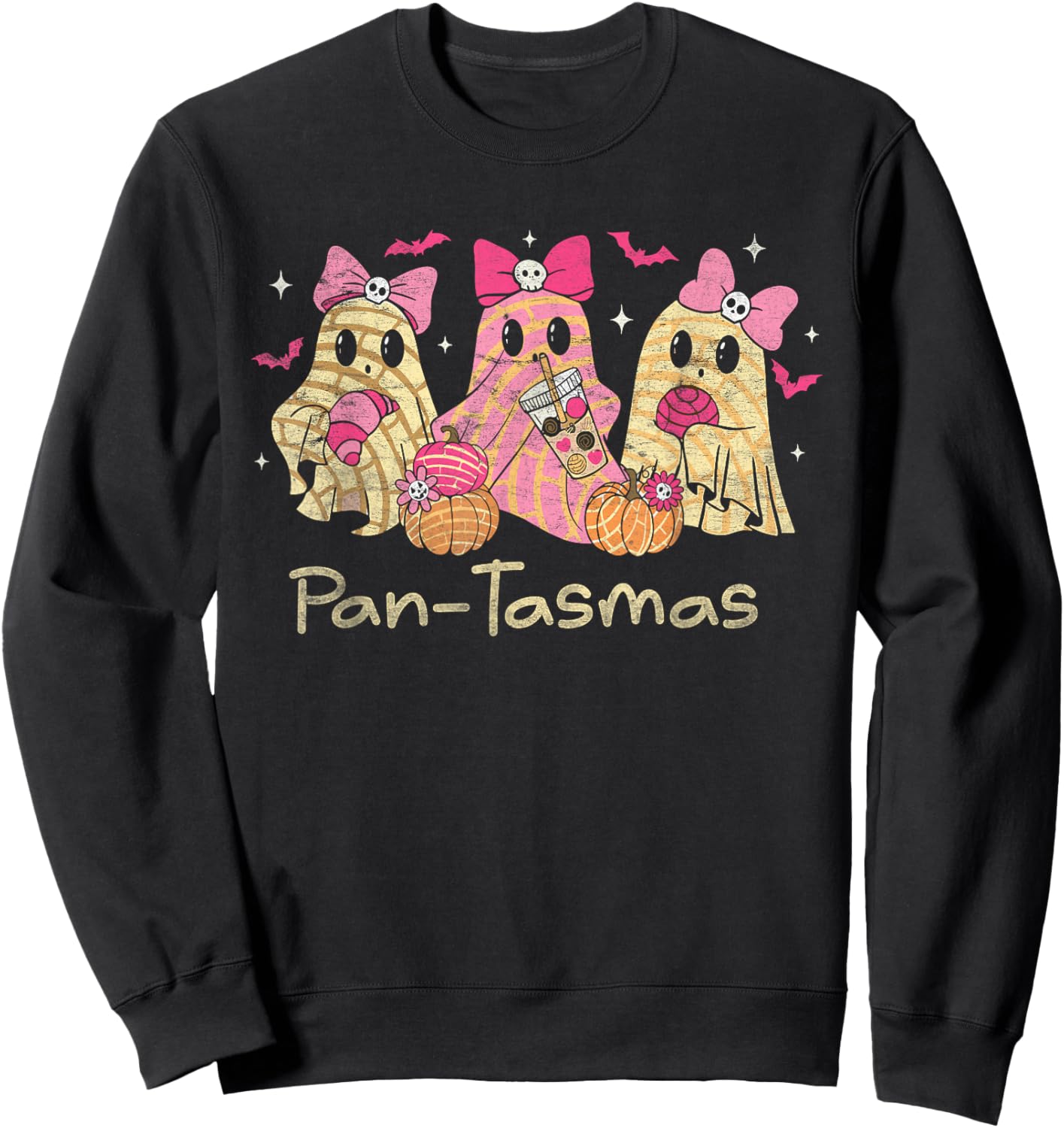 Pantasmas Ghost Funny Spooky Conchas Mexican Ghost Coquette Sweatshirt - Sweatshirt | Black