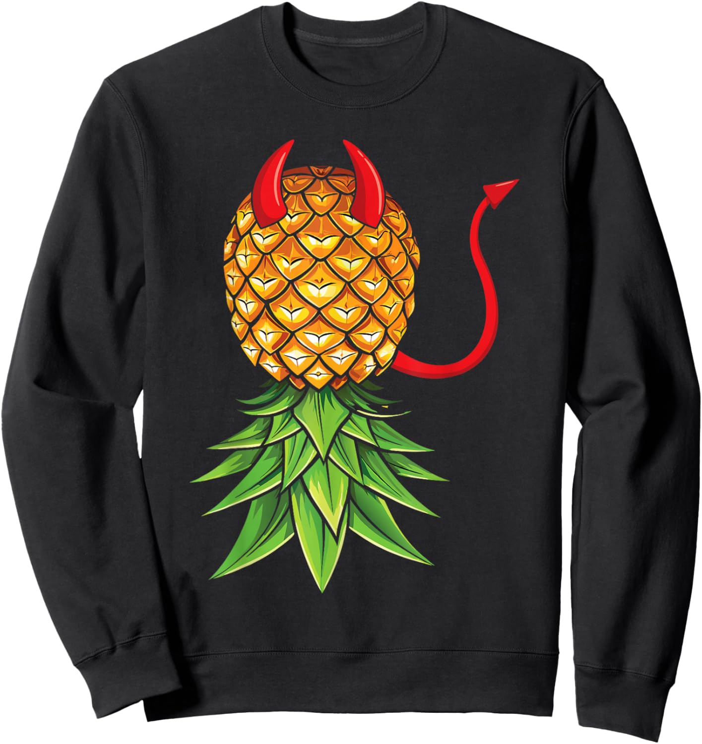 Halloween Devil Costume Upside Down Pineapple Swinger Sweatshirt - Sweatshirt | Black