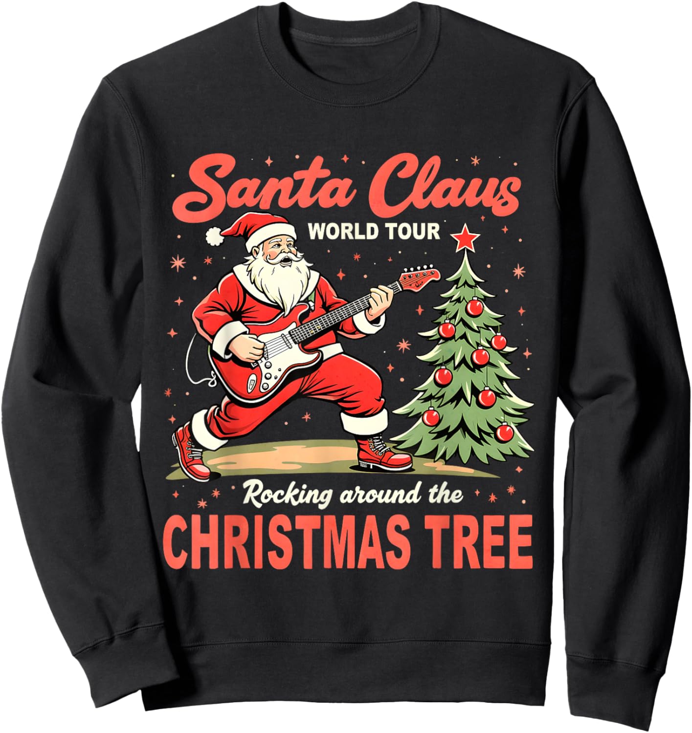 Santa Claus World Tour Rocking Around the Christmas Tree Sweatshirt - Sweatshirt | Black
