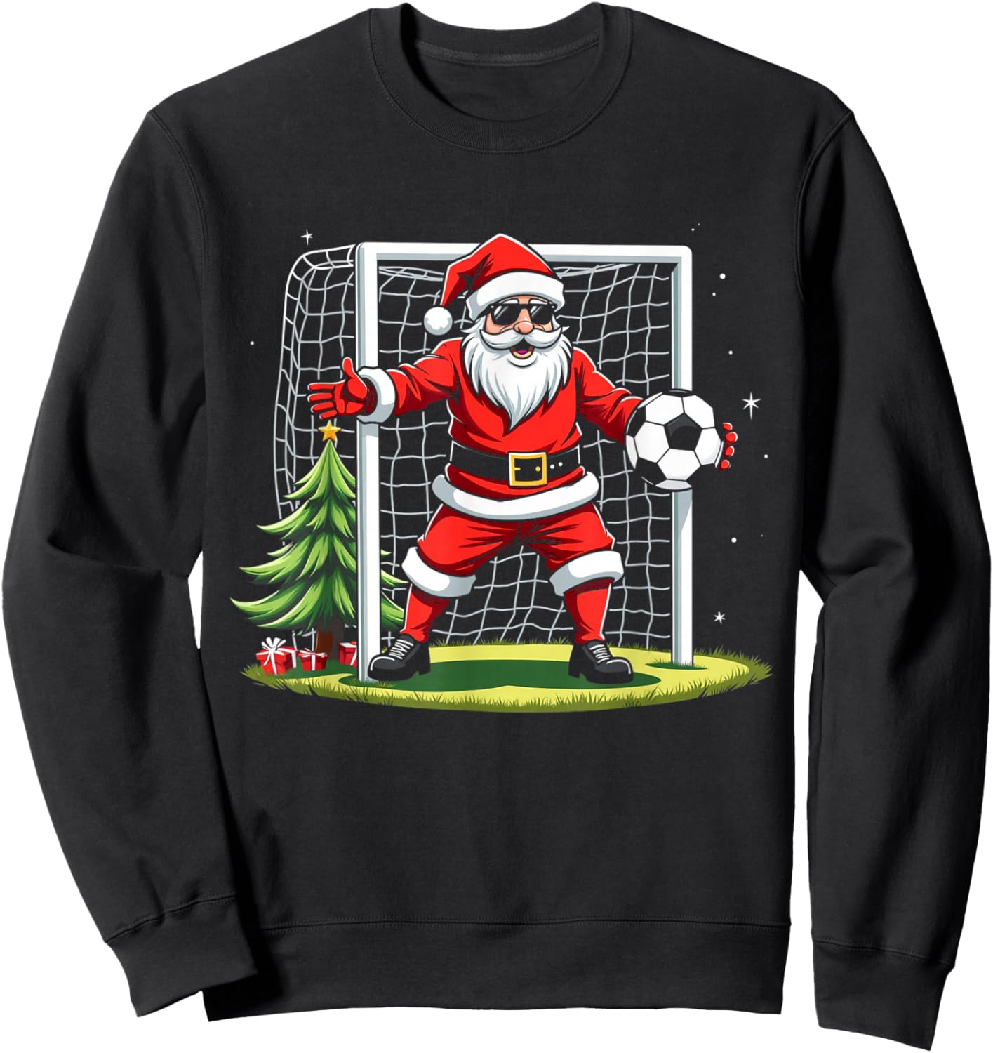 Santa Plays Soccer Christmas Soccer Player Goalkeeper Sweatshirt - Sweatshirt | Black