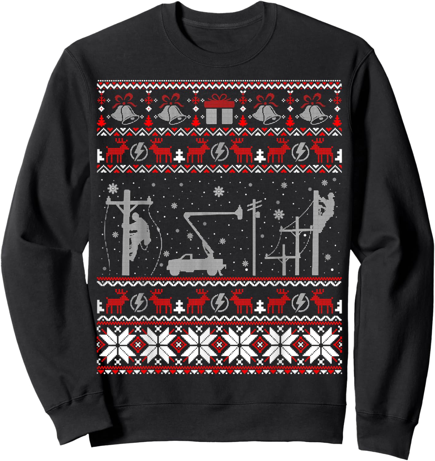 Lineman Ugly Christmas Sweater Gifts Men Sweatshirt - Sweatshirt | Black