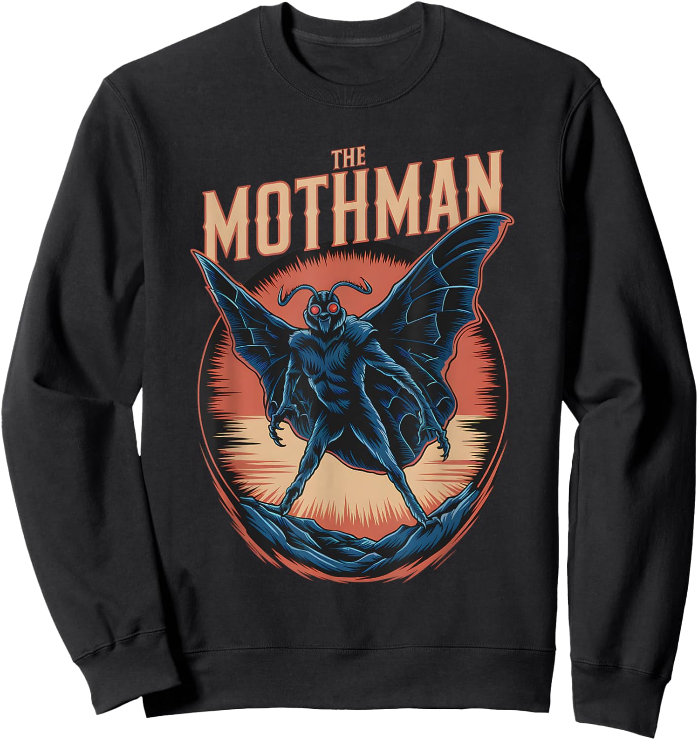 Moth Man Meme Cryptid Creature Monster Retro Mothman Sweatshirt - Sweatshirt | Black