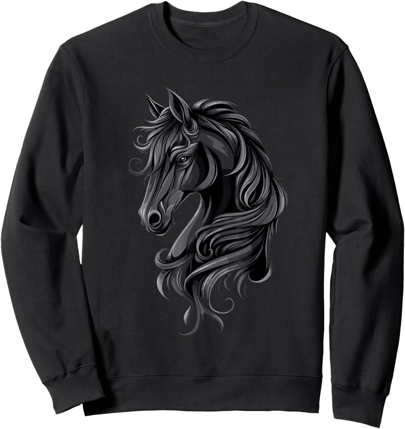 Black Horse Portrait – Friesian horse Sweatshirt - Sweatshirt | Black