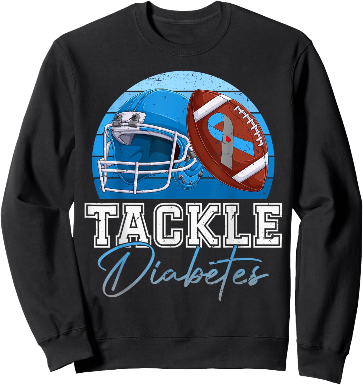 Tackle Type 1 Diabetes Awareness Day T1D Warrior Football Sweatshirt - Sweatshirt | Black