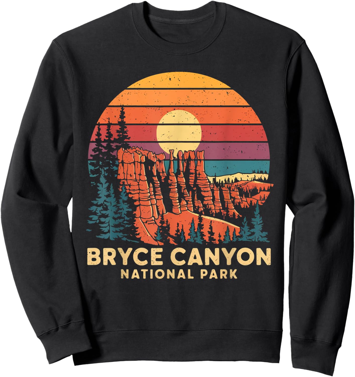 Bryce Canyon National Park Vintage Utah Hoodoos Hiking Sweatshirt - Sweatshirt | Black