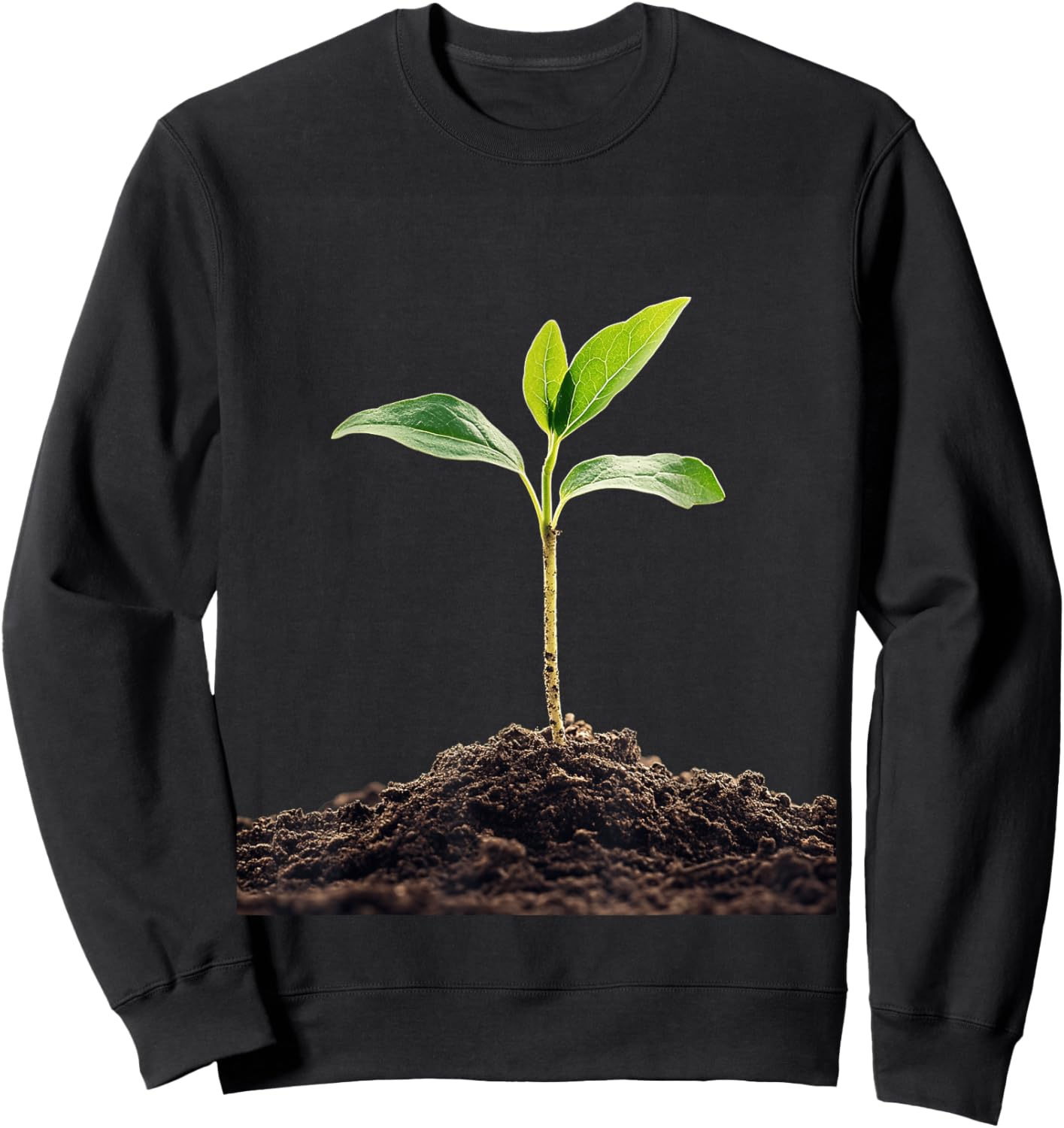 Plant Sprout Against Dark Background Nature Sweatshirt - Sweatshirt | Black