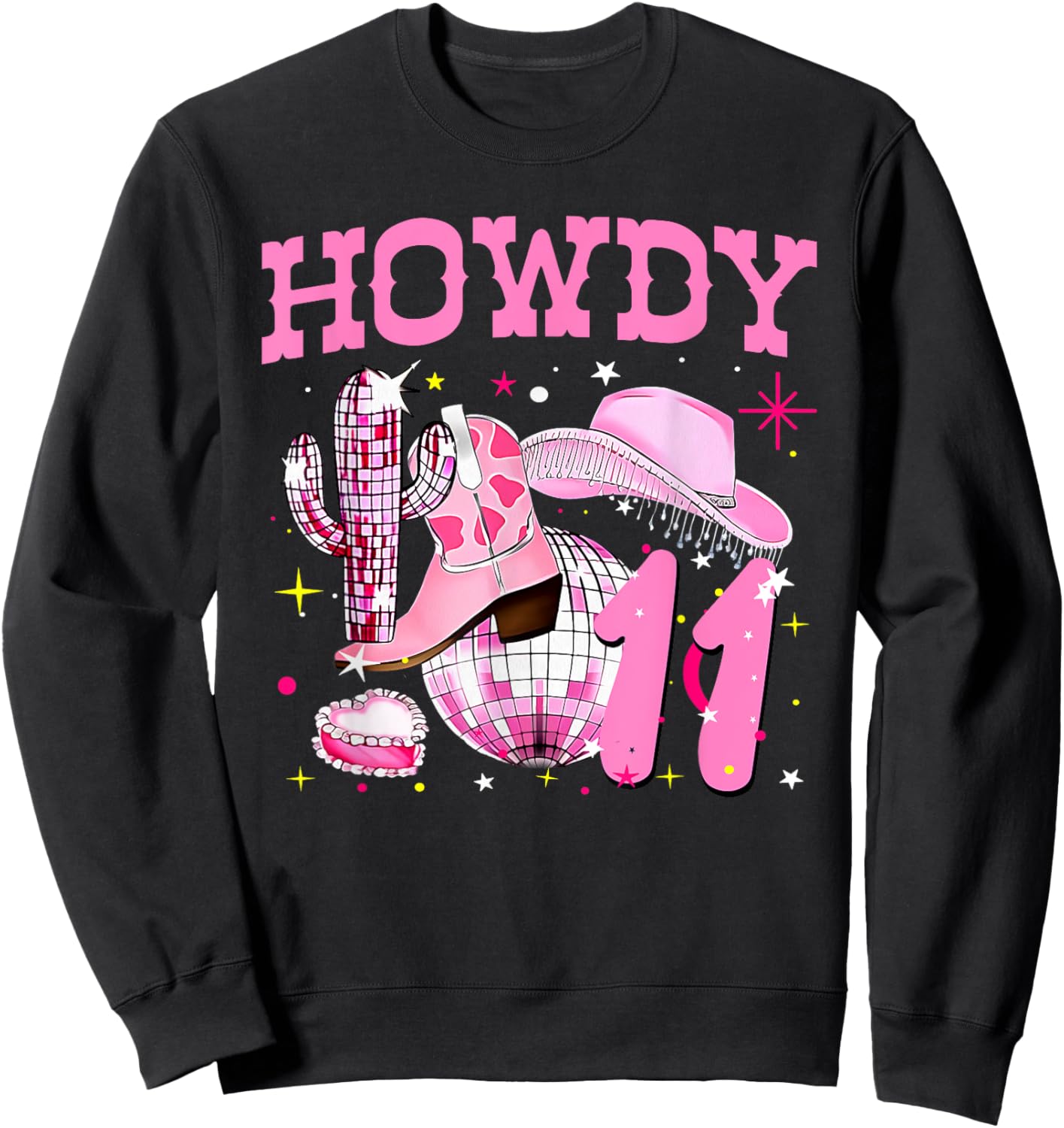 Howdy 11 Years Old Cowgirl 11th Birthday Western Girl Sweatshirt - Sweatshirt | Black