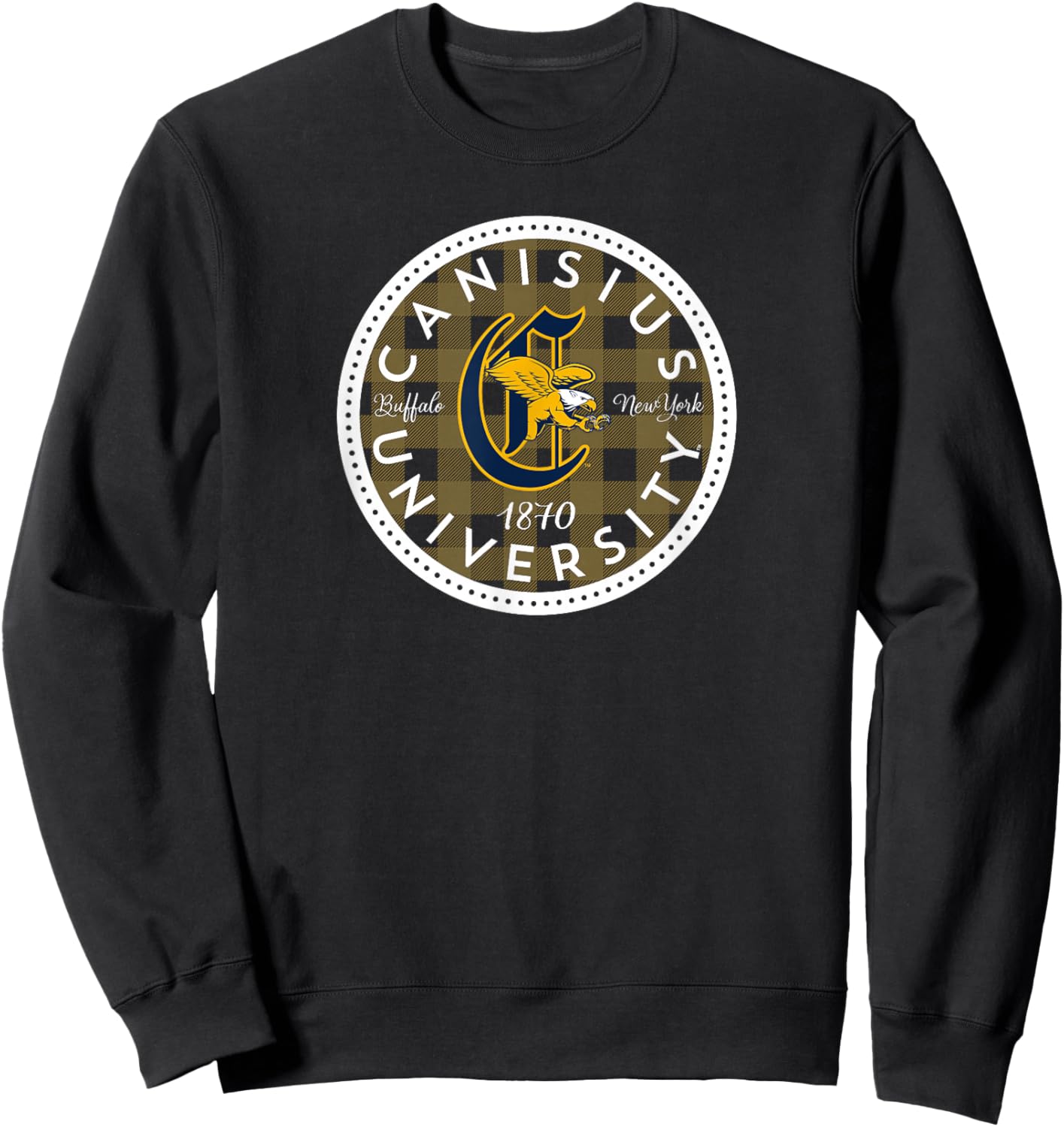 Canisius University Golden Griffins Plaid Badge Sweatshirt - Sweatshirt | Black