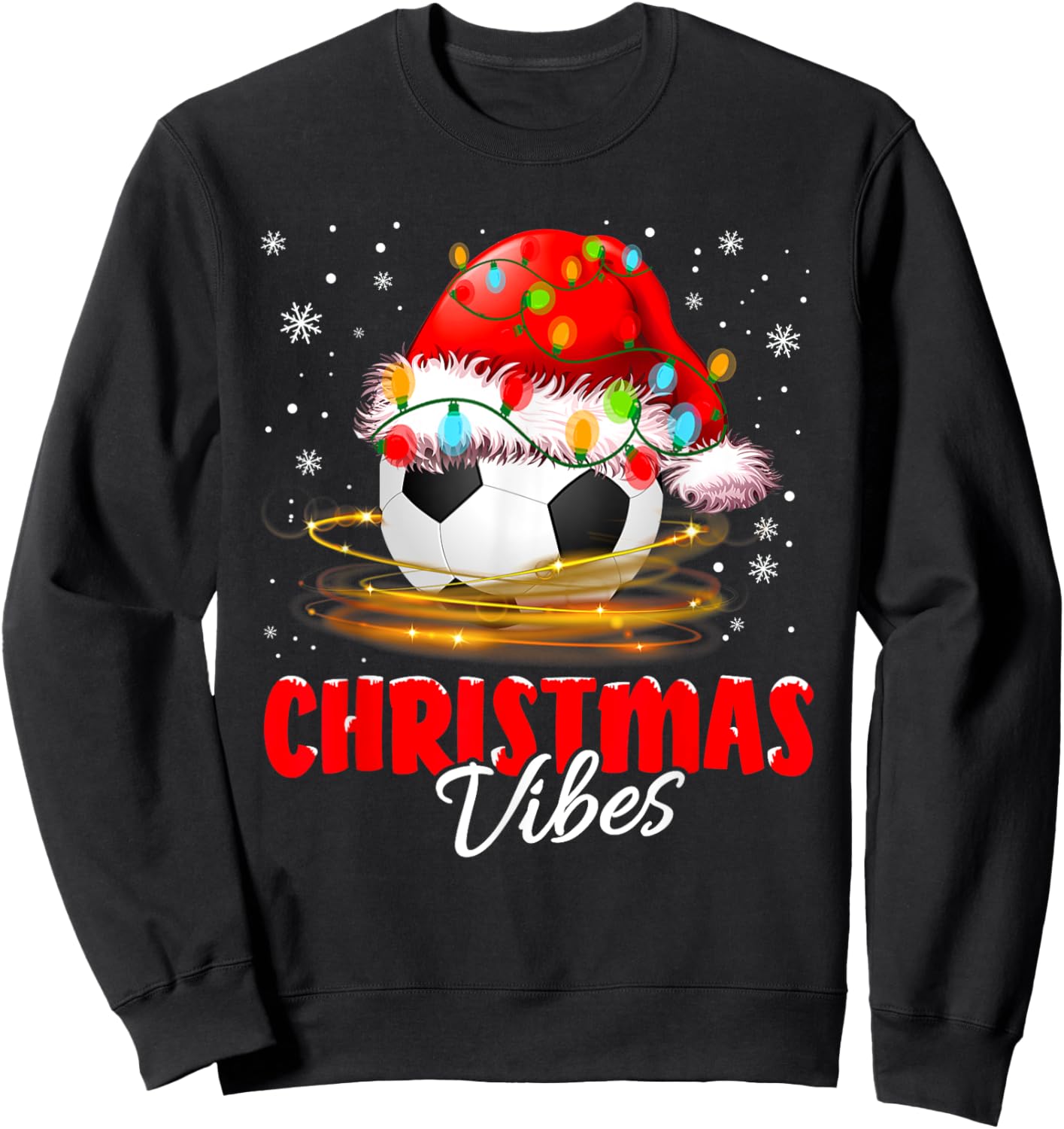 Christmas Pajamas Christmas Lights Soccer Football Outfit Sweatshirt - Sweatshirt | Black