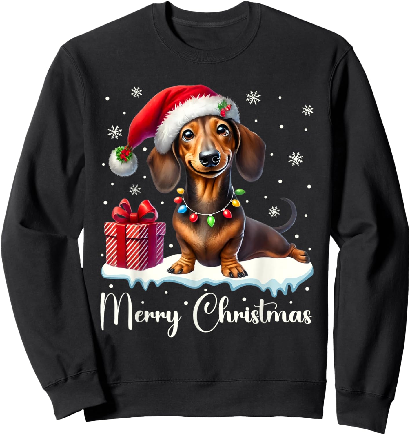 Christmas Pajamas Christmas Outfit Cute Dachshund Dog Sweatshirt - Sweatshirt | Black