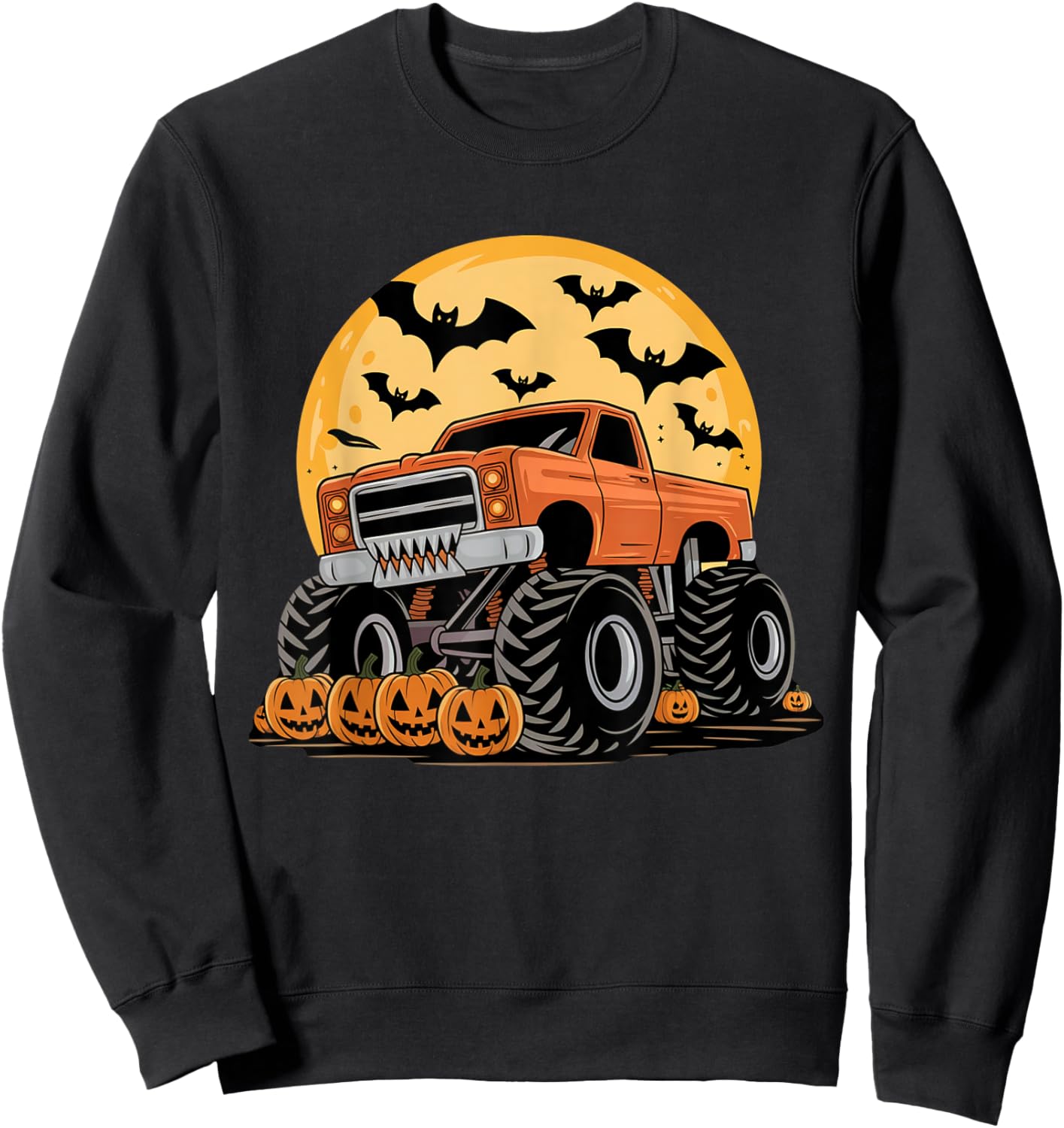 Halloween Shirts for Kids Boys Monster Truck Pumpkins Sweatshirt - Sweatshirt | Black
