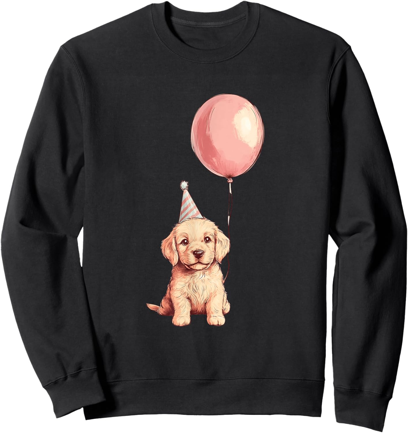 Cute Party Hat Puppy Birthday Sweatshirt - Sweatshirt | Black