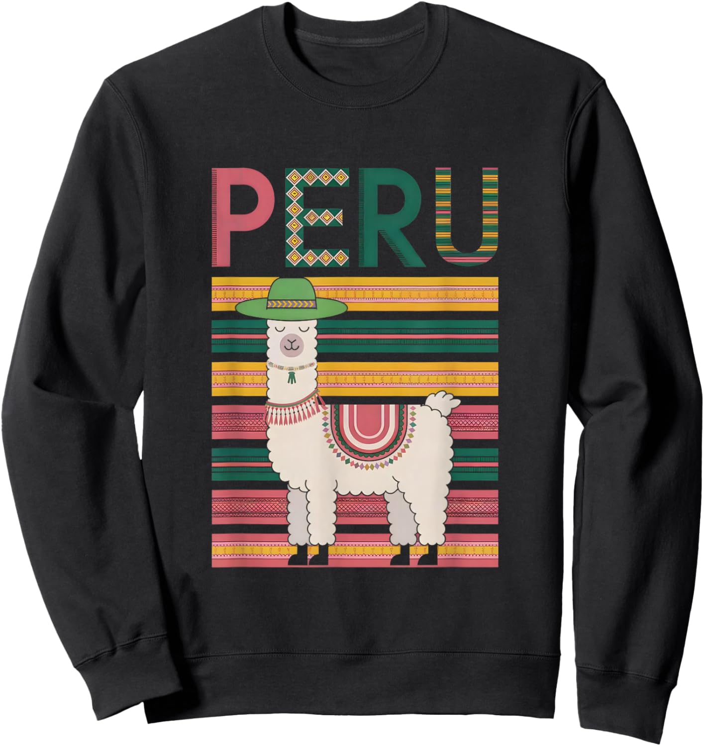 Cute Peruvian Llama from Peru - Fun Peru Design Sweatshirt - Sweatshirt | Black