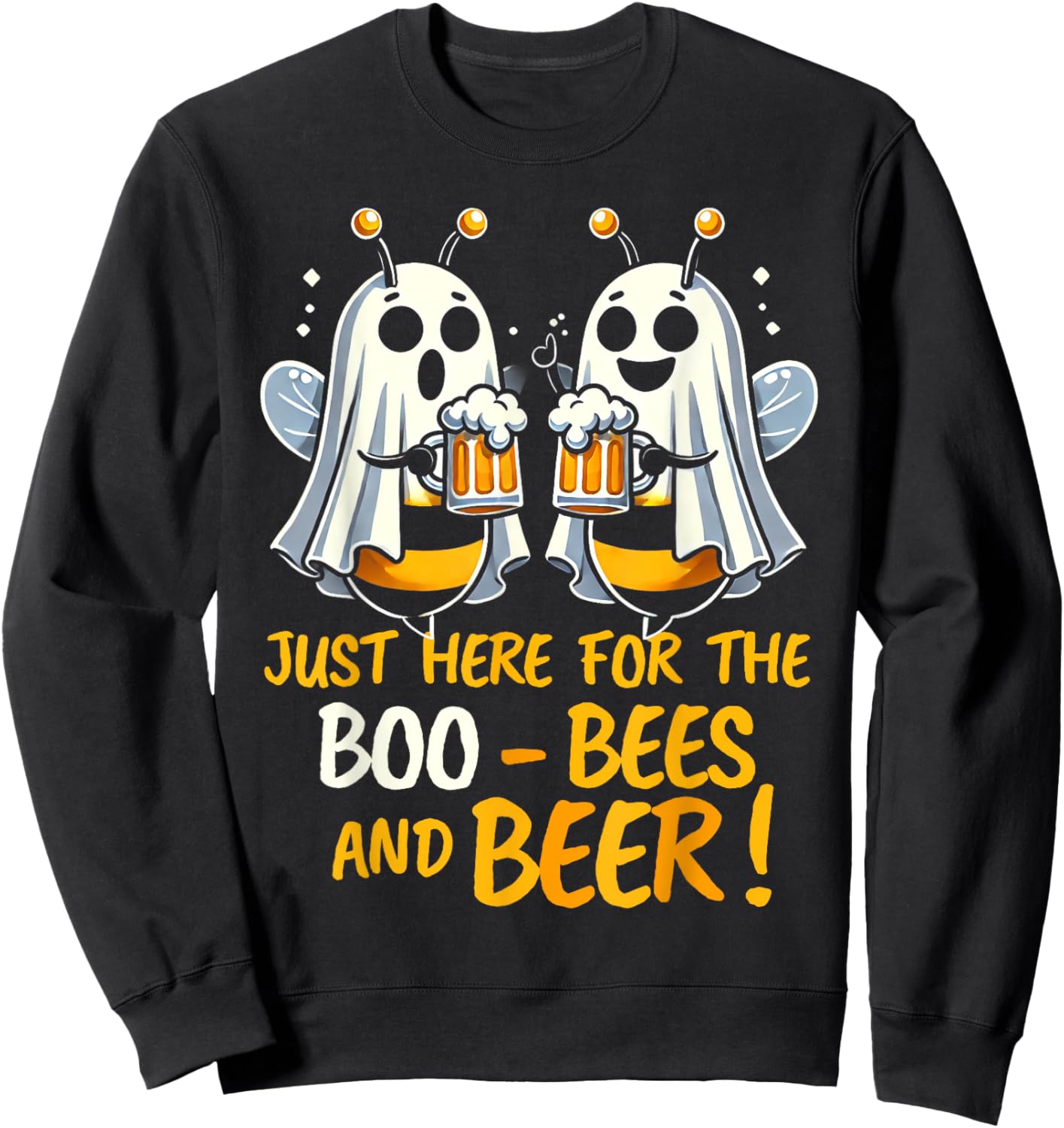 Just Here For The Boo Bees and Beer Halloween person men Sweatshirt - Sweatshirt | Black