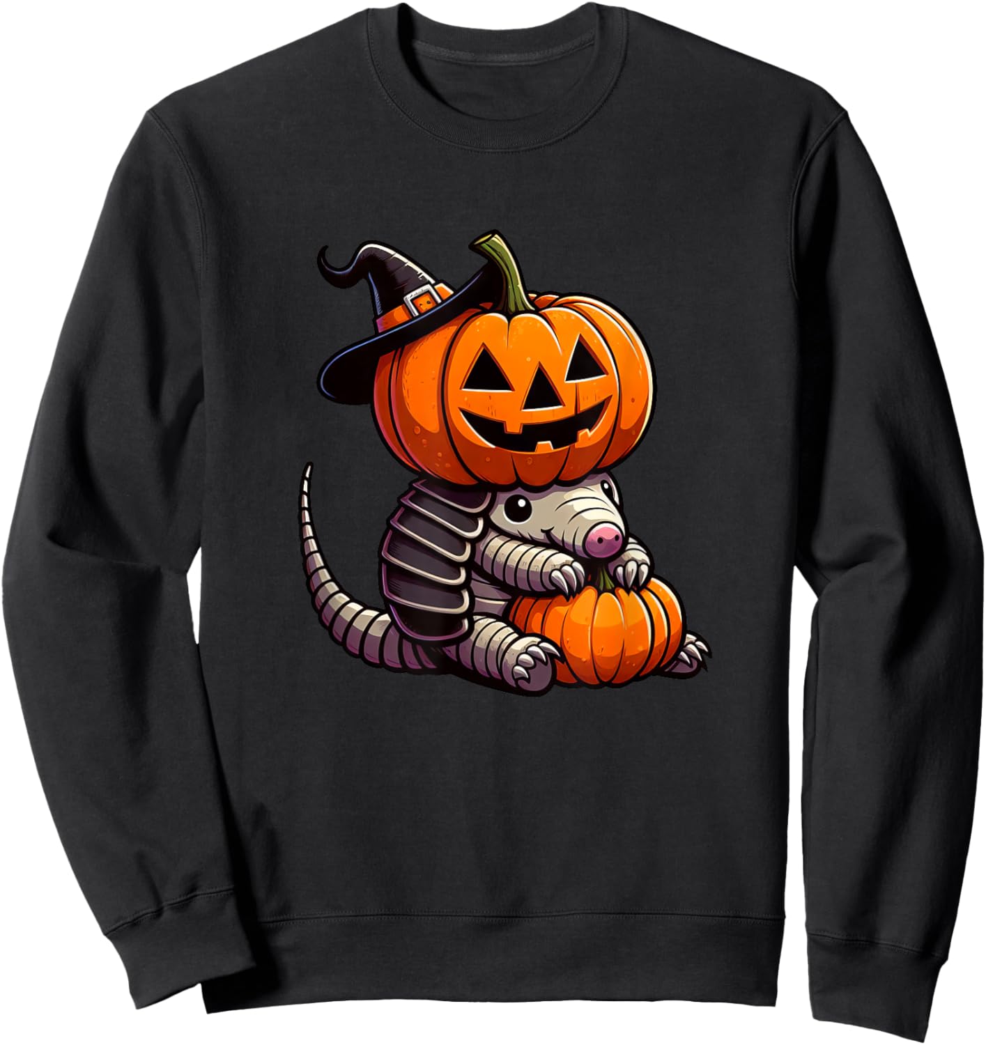 Cute Halloween Armadillo Witch Cartoon Sweatshirt - Sweatshirt | Black