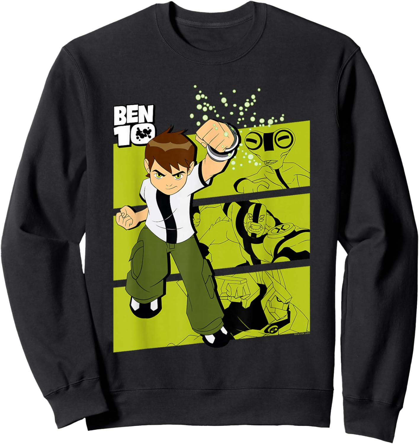 Ben 10 Three Alien Transformation Blocks Cartoon Sweatshirt - Sweatshirt | Black
