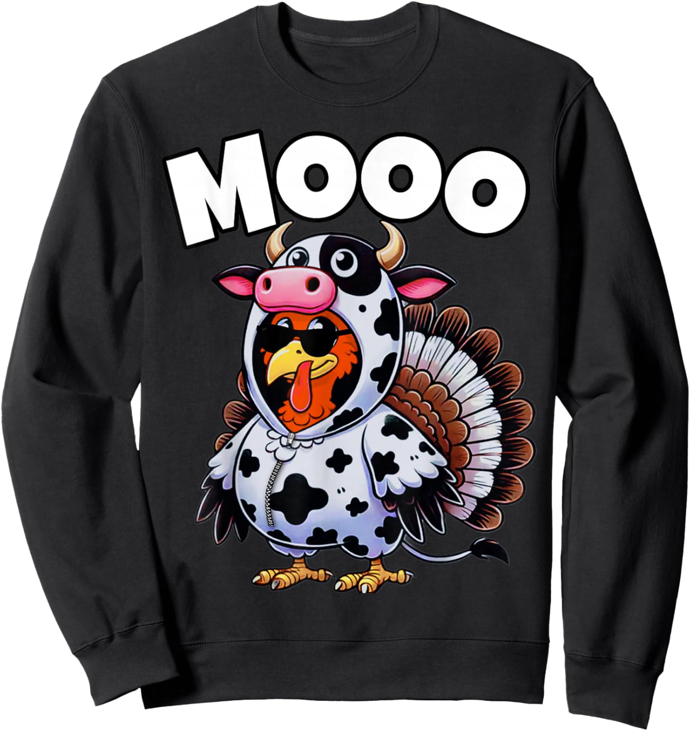Funny Thanksgiving Turkey Outfit As Cow | Funny Thanksgiving Sweatshirt - Sweatshirt | Black