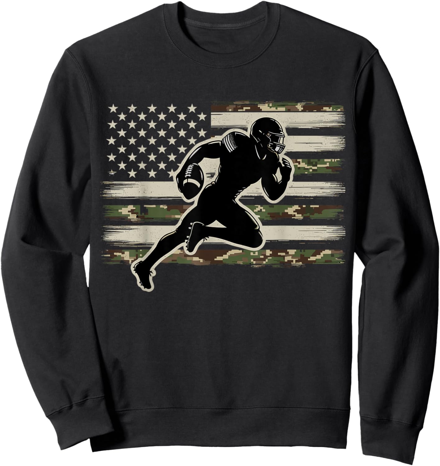 Football Camo US Flag American Football Player Sweatshirt - Sweatshirt | Black