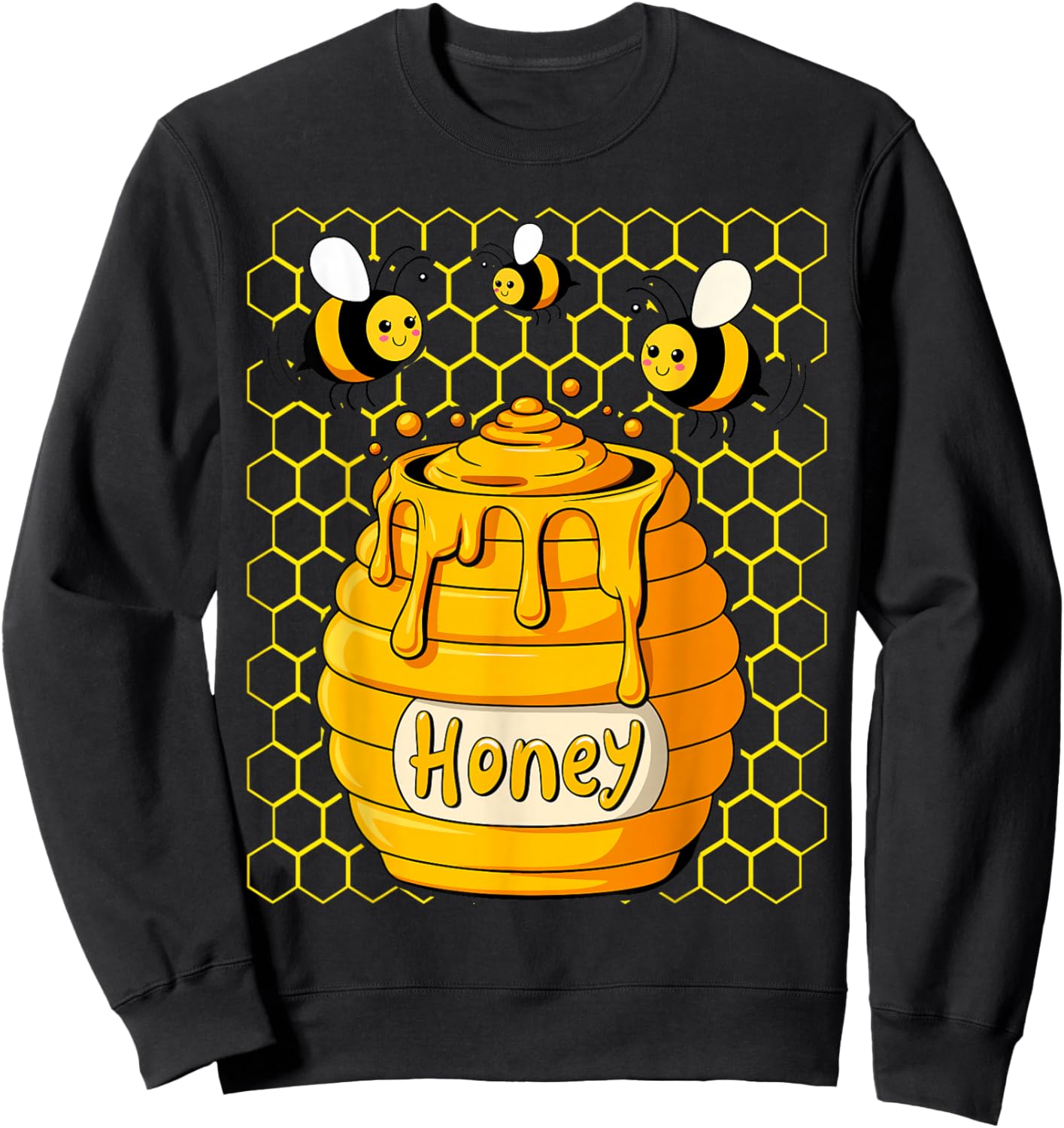 Honey Pot With Honey Bees Sweet Sweatshirt - Sweatshirt | Black