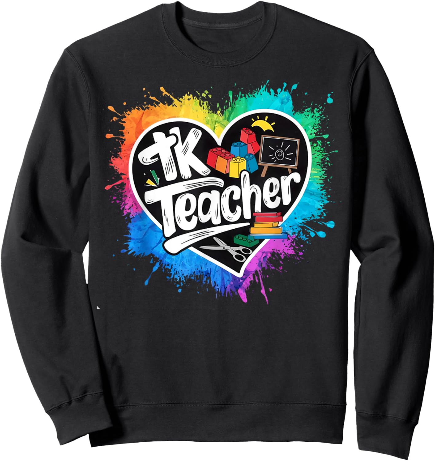 TK Teacher Transitional Kindergarten Heart Back To School Sweatshirt - Sweatshirt | Black