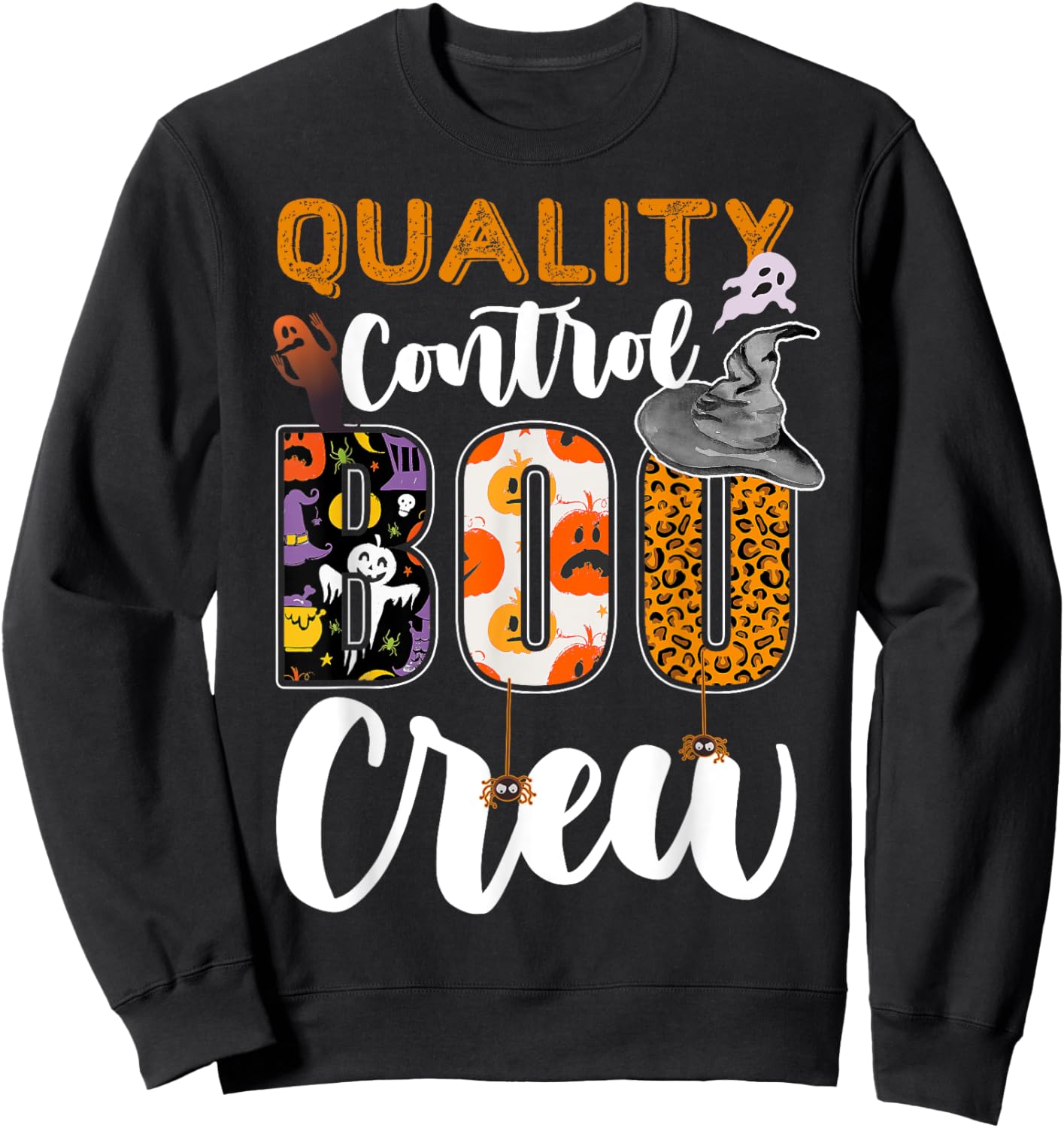 Quality Control Boo Crew Halloween Matching Technician Sweatshirt - Sweatshirt | Black
