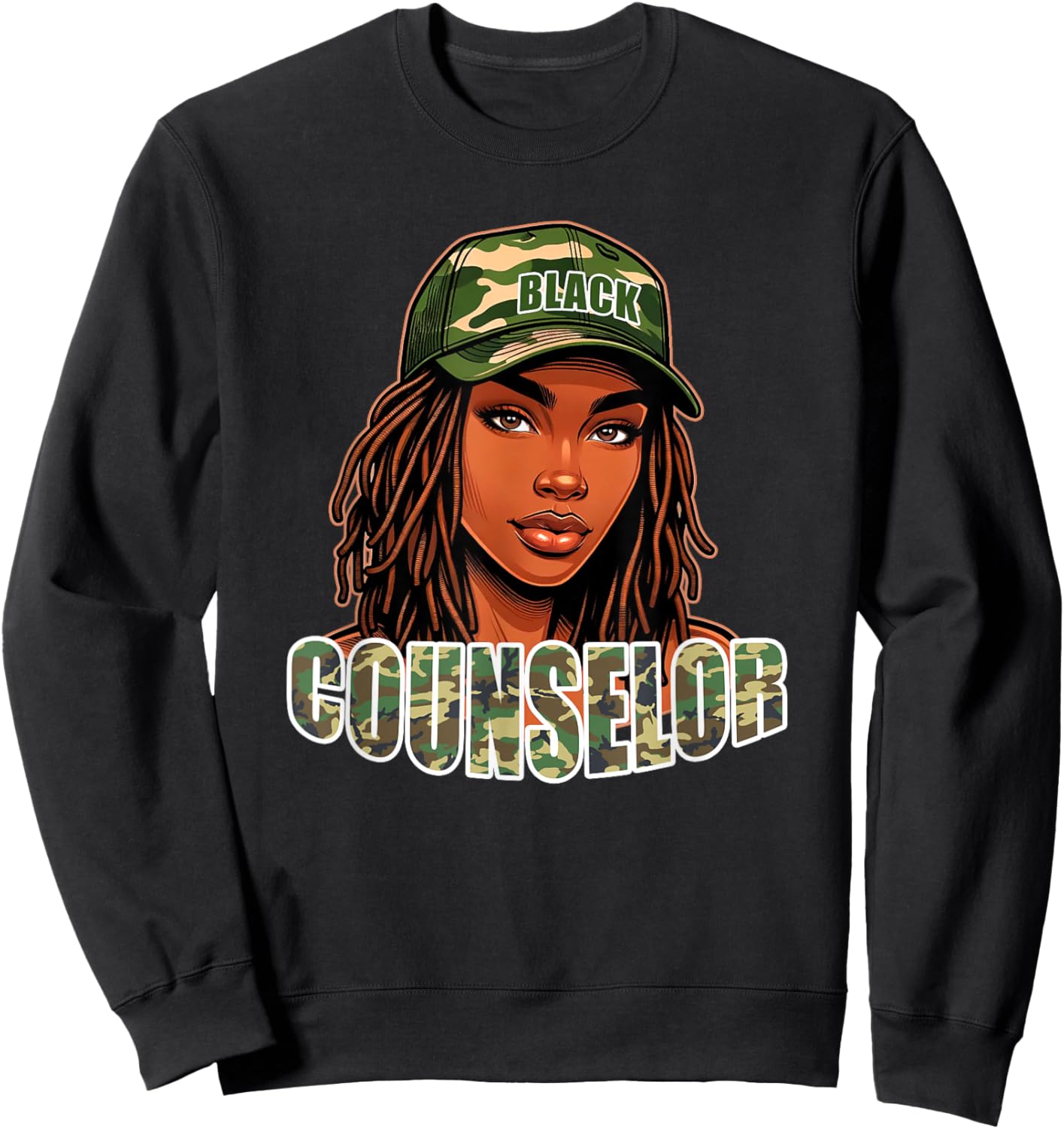 Camo Counselor | School Guidance or Camp Sweatshirt - Sweatshirt | Black