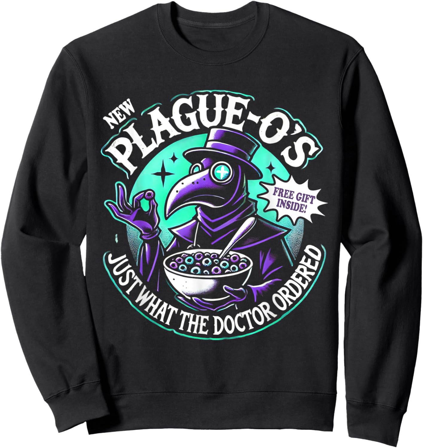 Plague Doctor Shirt Cereal Parody Plague O's Plague Doctor Sweatshirt - Sweatshirt | Black