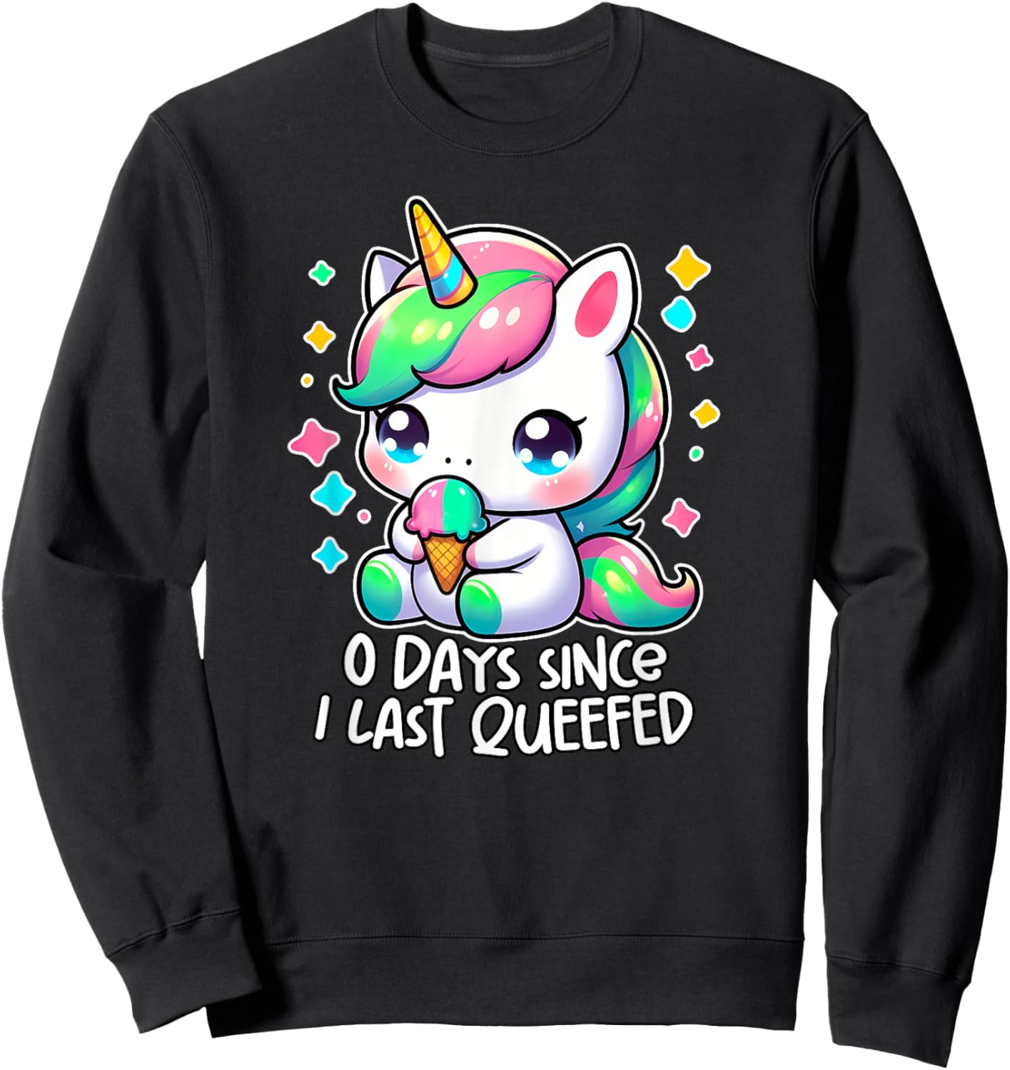 0 DAYS SINCE I LAST QUEEFED oddly specific meme crude humor Sweatshirt - Sweatshirt | Black