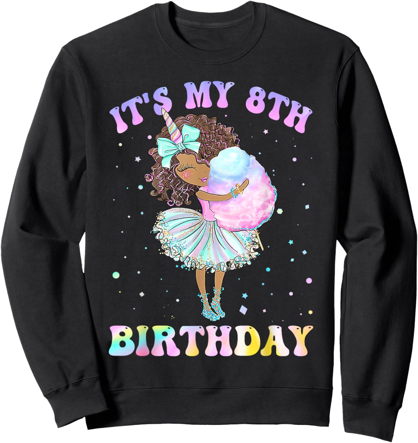 It's My 8th Birthday Black Girl 8 Years Old Melanin Kids Sweatshirt - Sweatshirt | Black